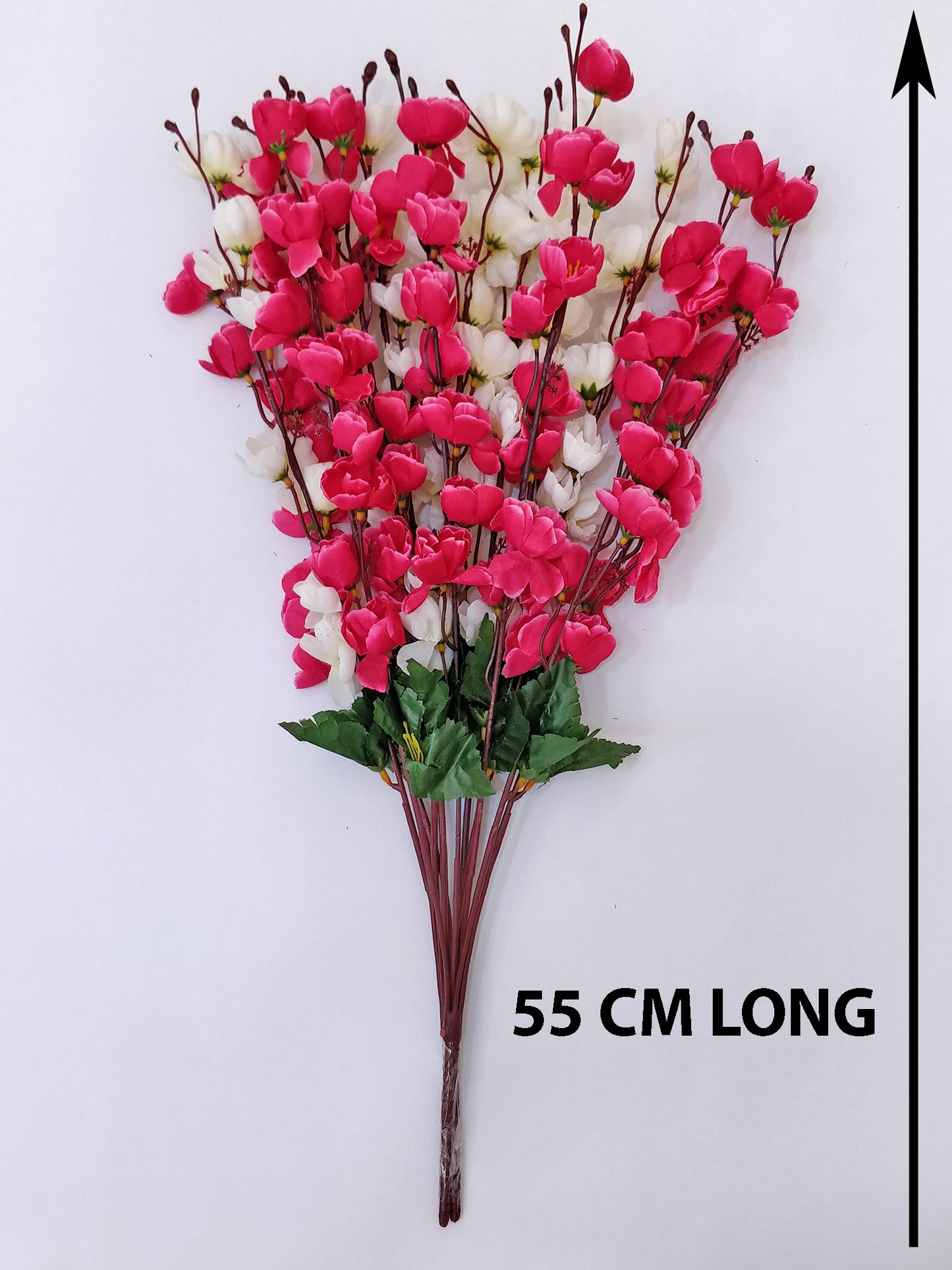 ARTSY® Artificial Flowers For Home Decoration Cherry Blossom Flower Bunch For Vase , Office Decor, Without VASE, Combo ( White Pink , Pack of 2 Pieces)