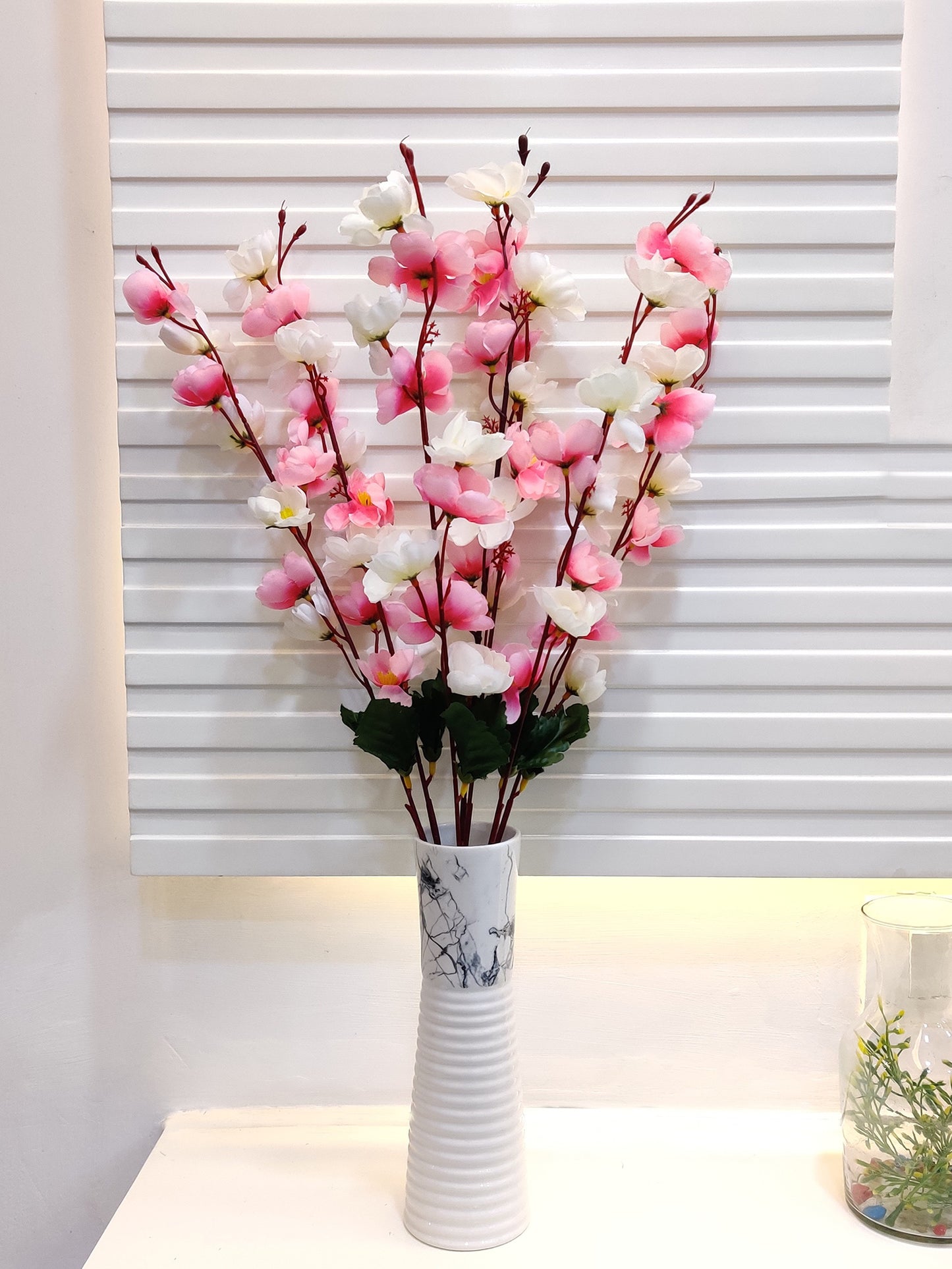 ARTSY® Artificial Flowers For Home Decoration, Vase Filler, Office Decor, Pink and White Harmony: Cherry Blossom Flower Pack of 1 Piece - Elegance in Bloom, 55 CM Long