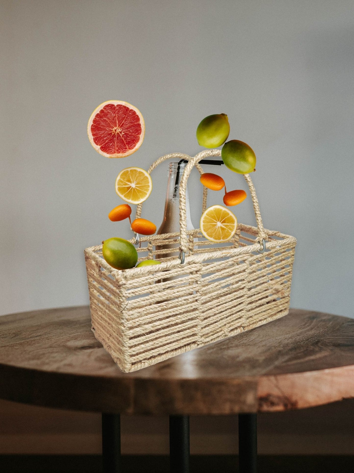 Rustic Elegance: Jute Decorative Basket for Stylish Storage, Organization, travel, gifting, packaging and many more, Pack of 1 Piece, 30 X 13 X 13 CM