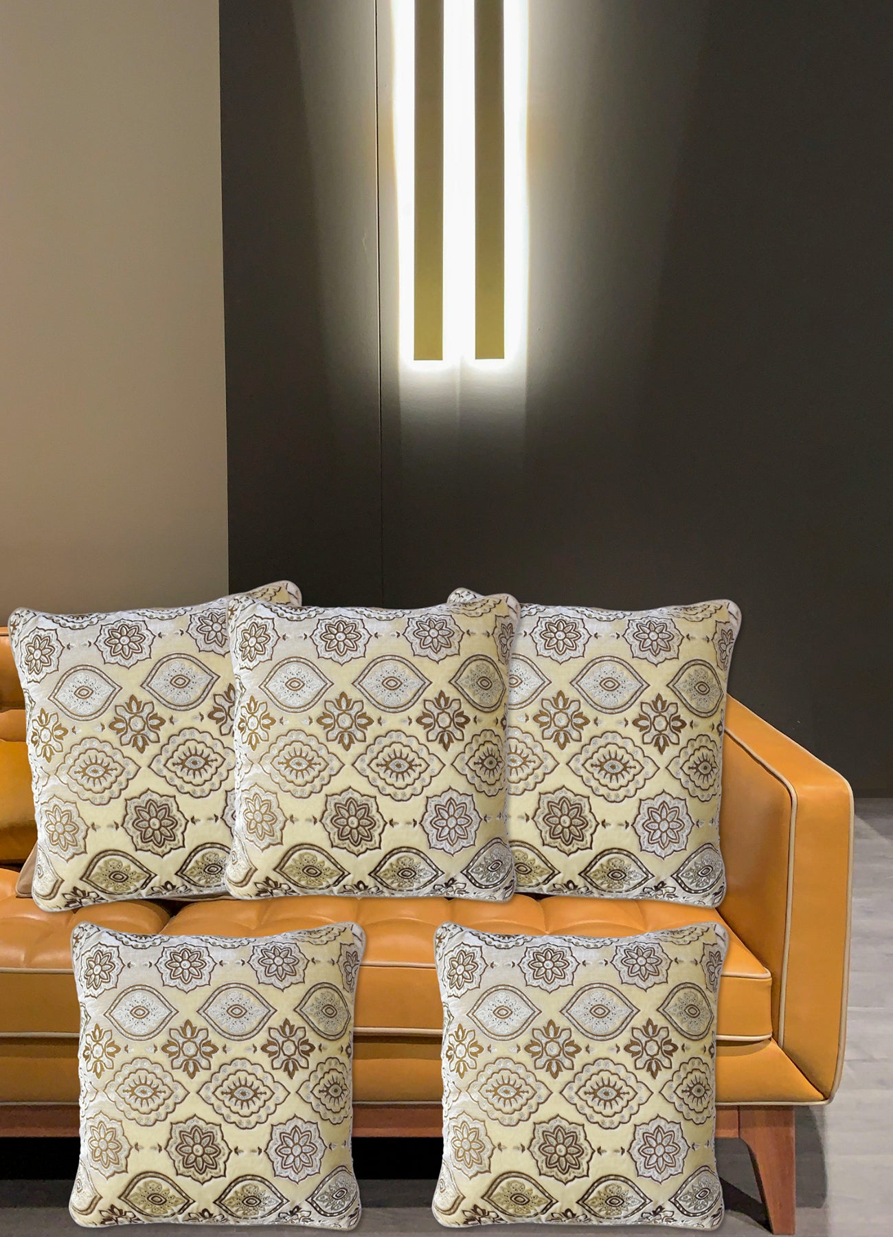 Bundle of 5 Beige Velvet Cushion Covers – Cozy Elegance for Your Home, 16 X16 Inches
