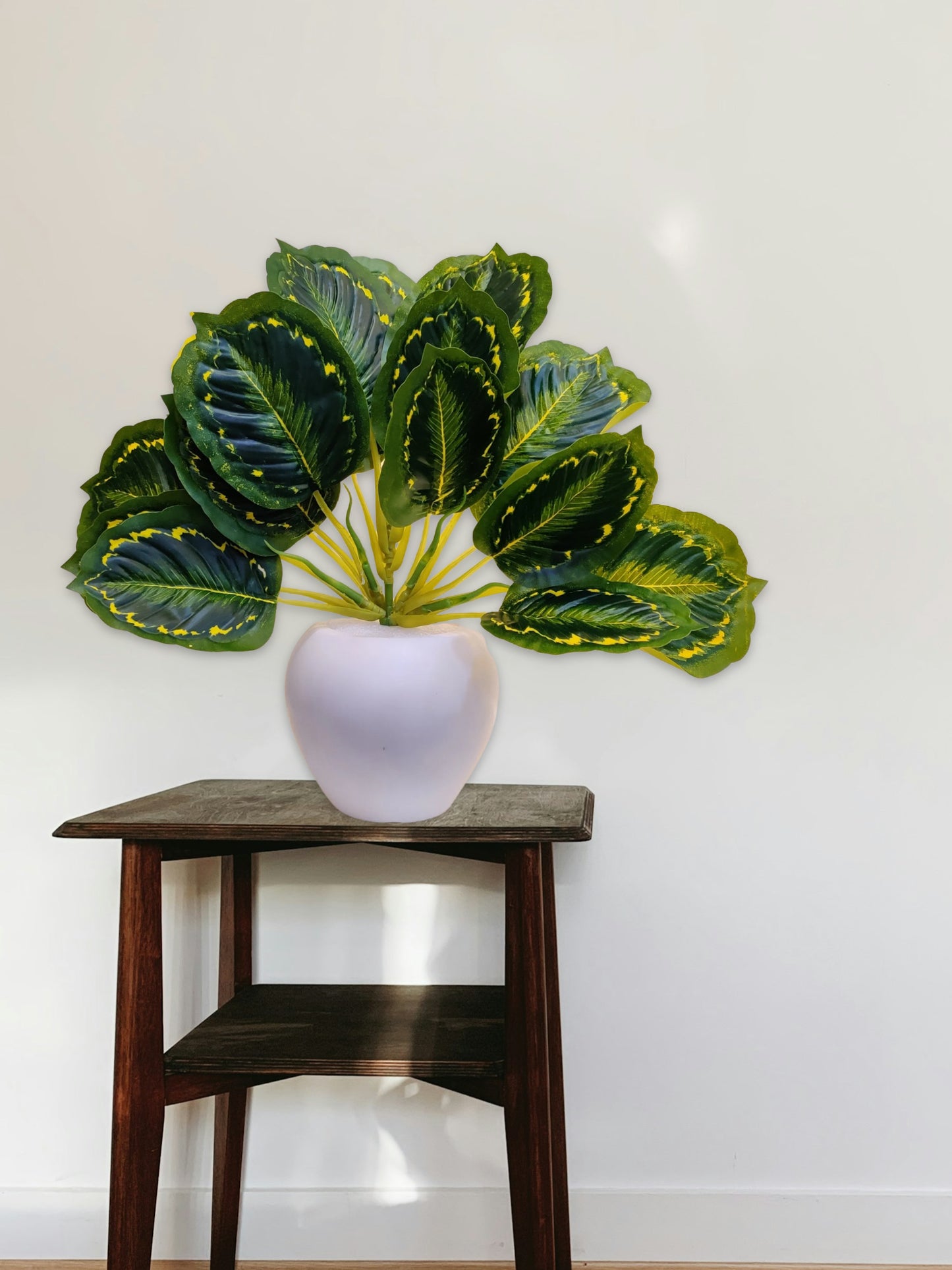 Blooming Beauty: Artificial Plant in Stylish Pot for Effortless Home Decor. Artificial Leaves with Pot Plants for Home Decoration, Leaves Bunch Flowers with Pot Office Decor, Craft and DIY, Combo, Yellow green