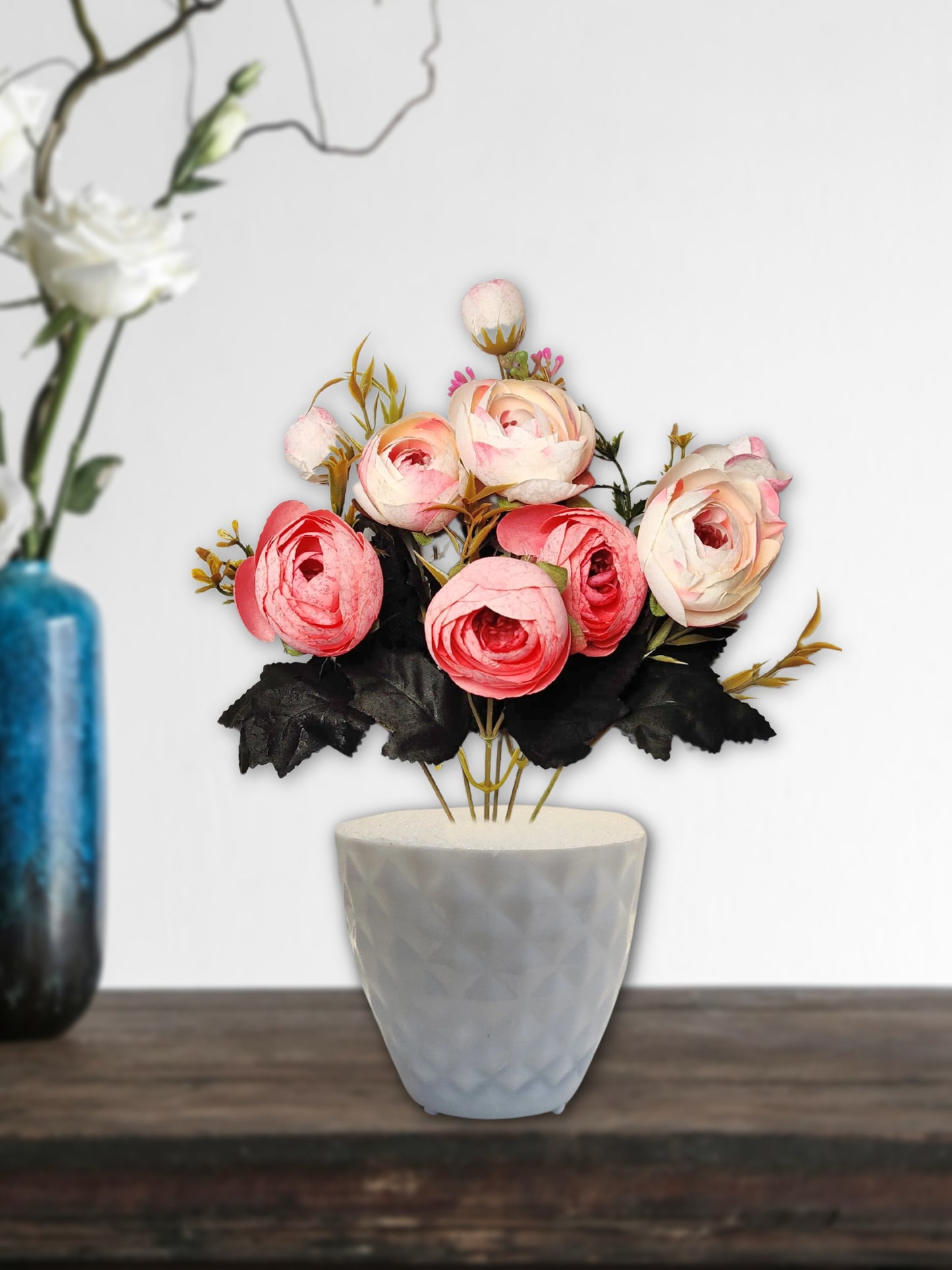 ARTSY® Artificial flowers with pot for Home decoration, table top, office decor, peony flowers, craft, gift, 35 cm height, Baby pink, Pack of 1 Piece