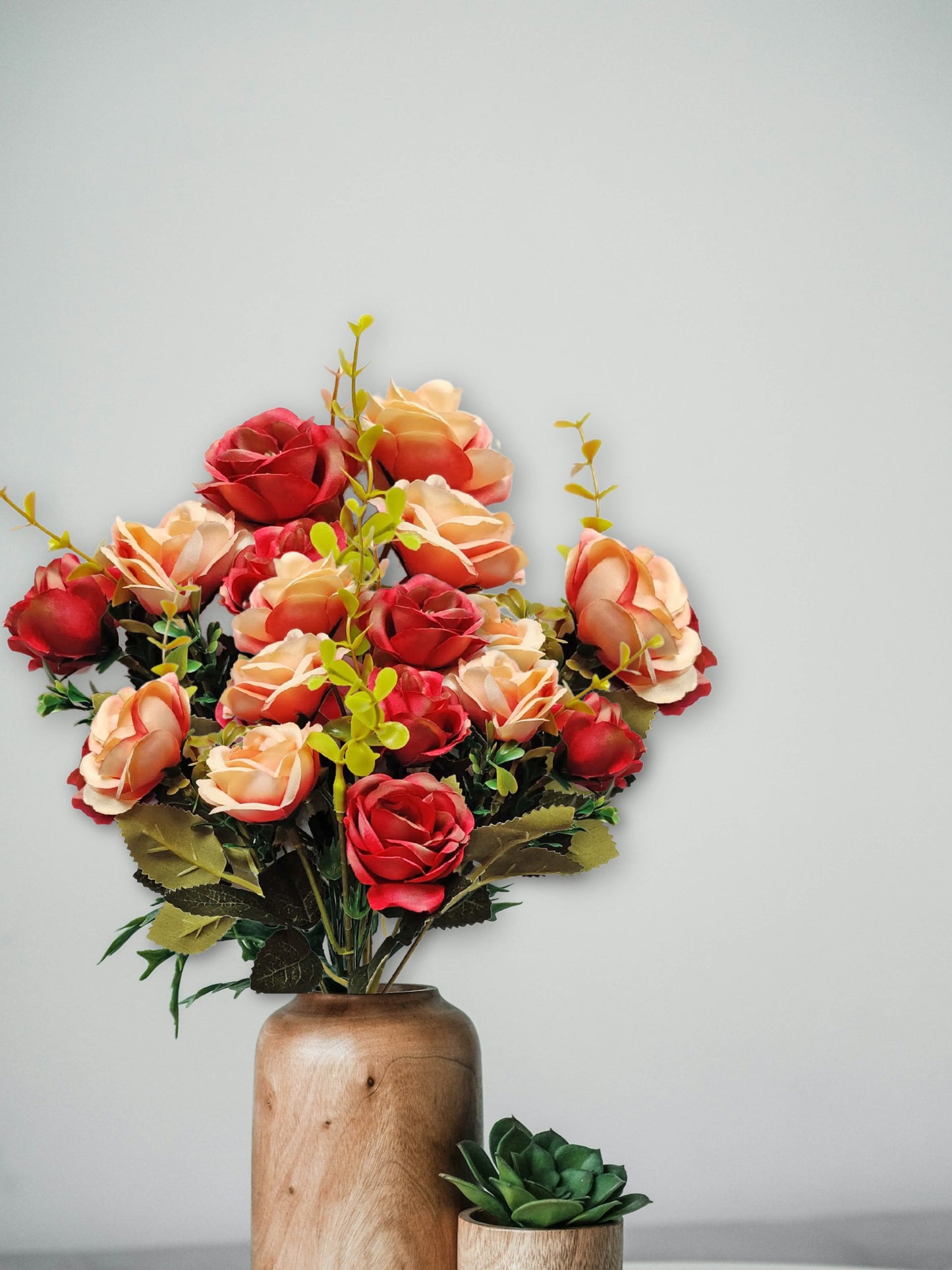 Artificial Flowers for decoration peony rose flower bunch for vase/pot, home/office decor, gift, artificial plant, Craft, Without Vase, Pack of 2 piece, pink, 35 cm height