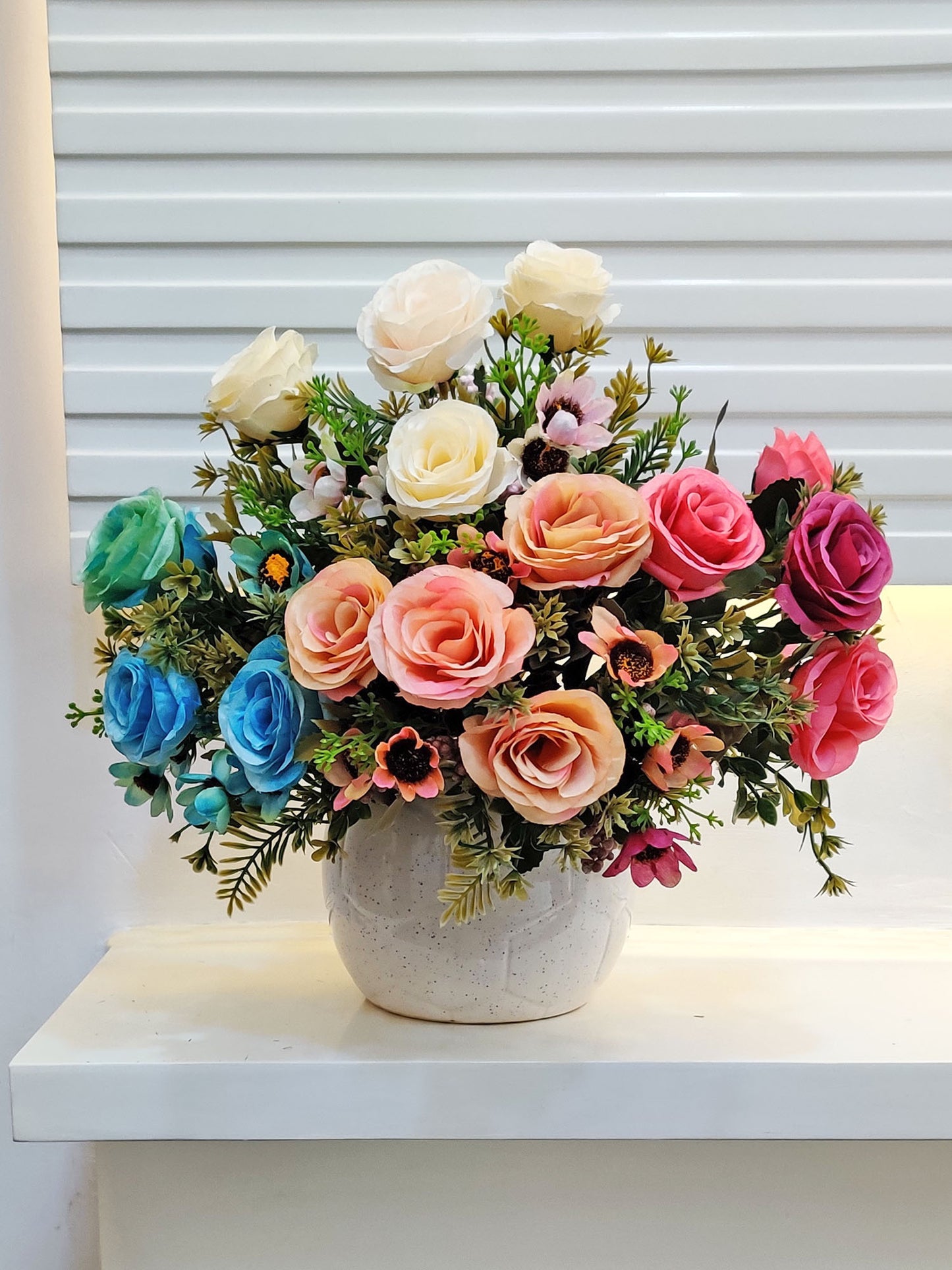ARTSY® artificial flower for decoration, rose flower bunch, pack of 4 pieces, Assorted
