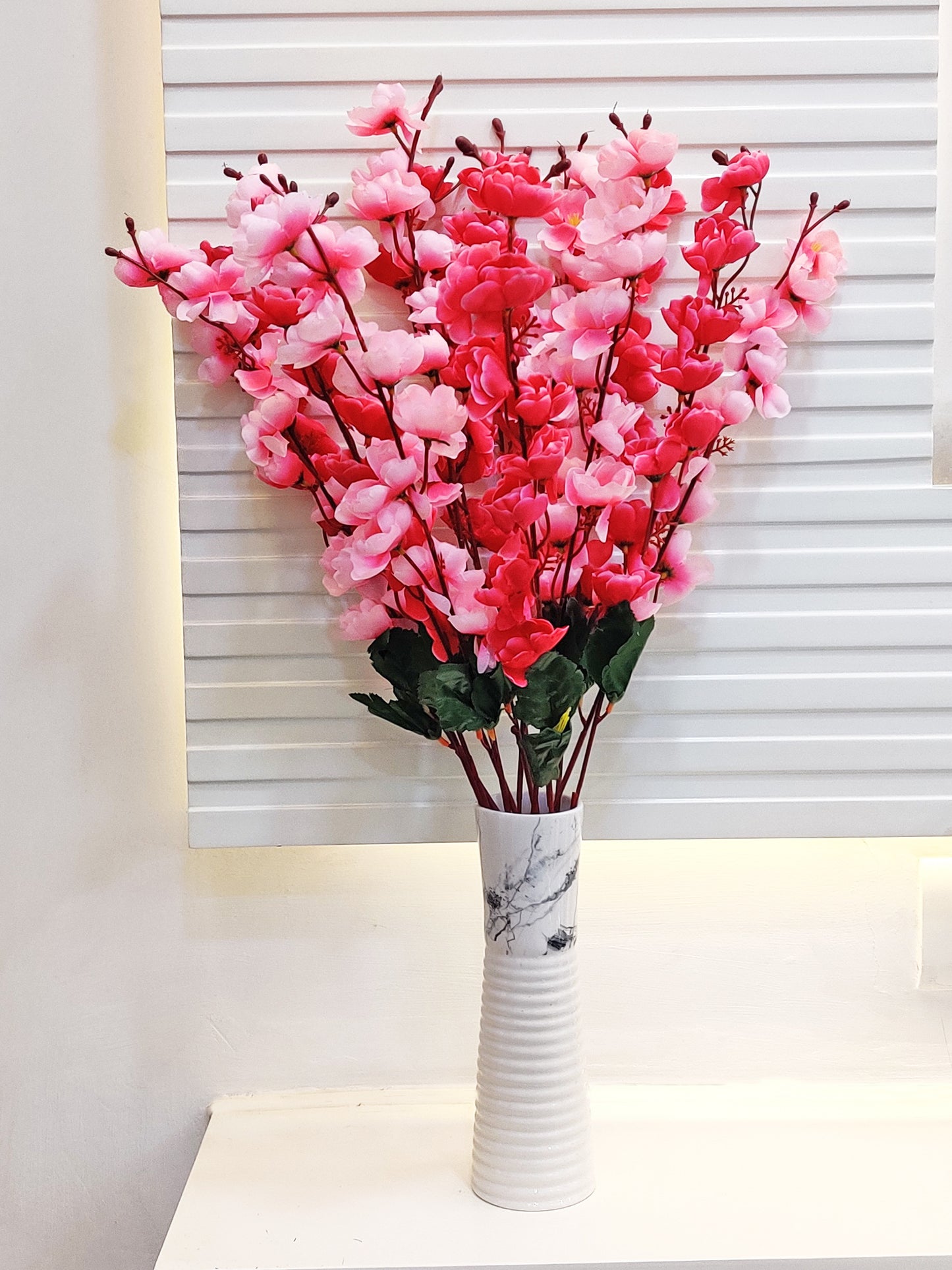 ARTSY® Artificial Flowers For Home Decoration Cherry Blossom Flower Bunch For Vase , Office Decor, Without Vase, Combo, Pack of 2 Pieces
