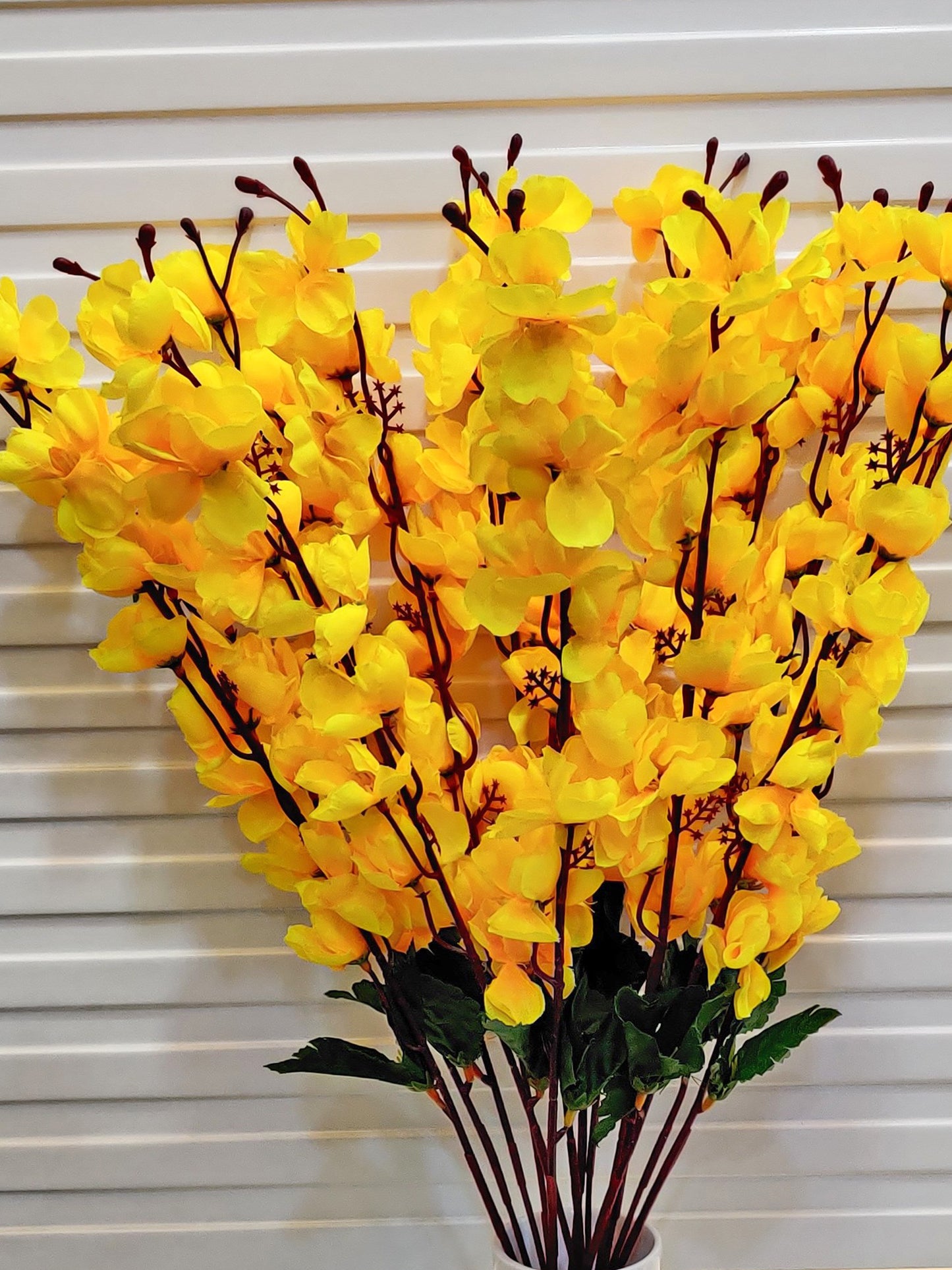 ARTSY® Artificial Flowers For Home Decoration Cherry Blossom Flower Bunch For Vase , Office Decor, Without VASE, Combo (Yellow , Pack of 2 Pieces)