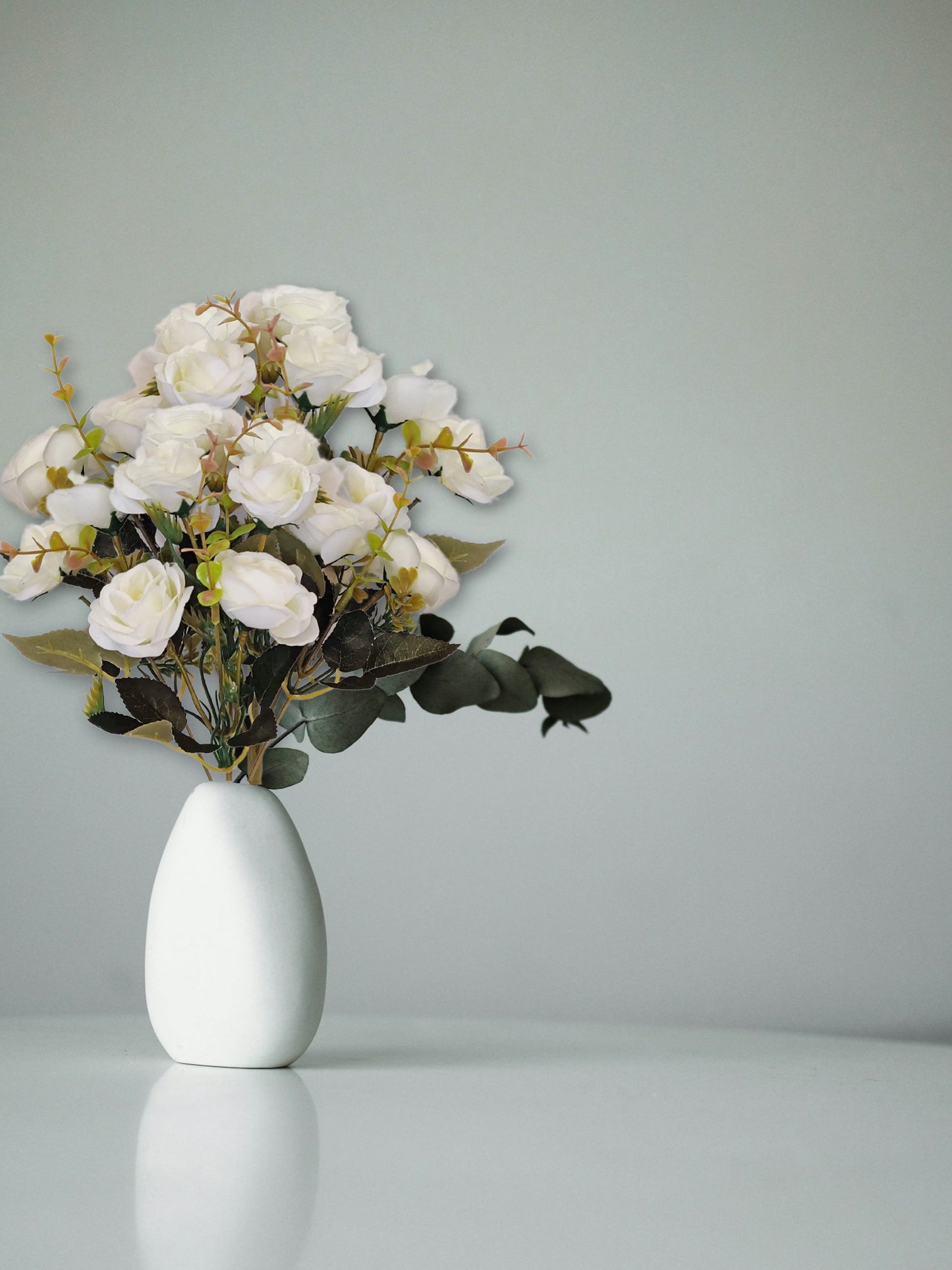 Artificial Flowers for decoration peony rose flower bunch for vase/pot, home/office decor, gift, artificial plant, Craft, Without Vase, combo, Pack of 2 piece, white