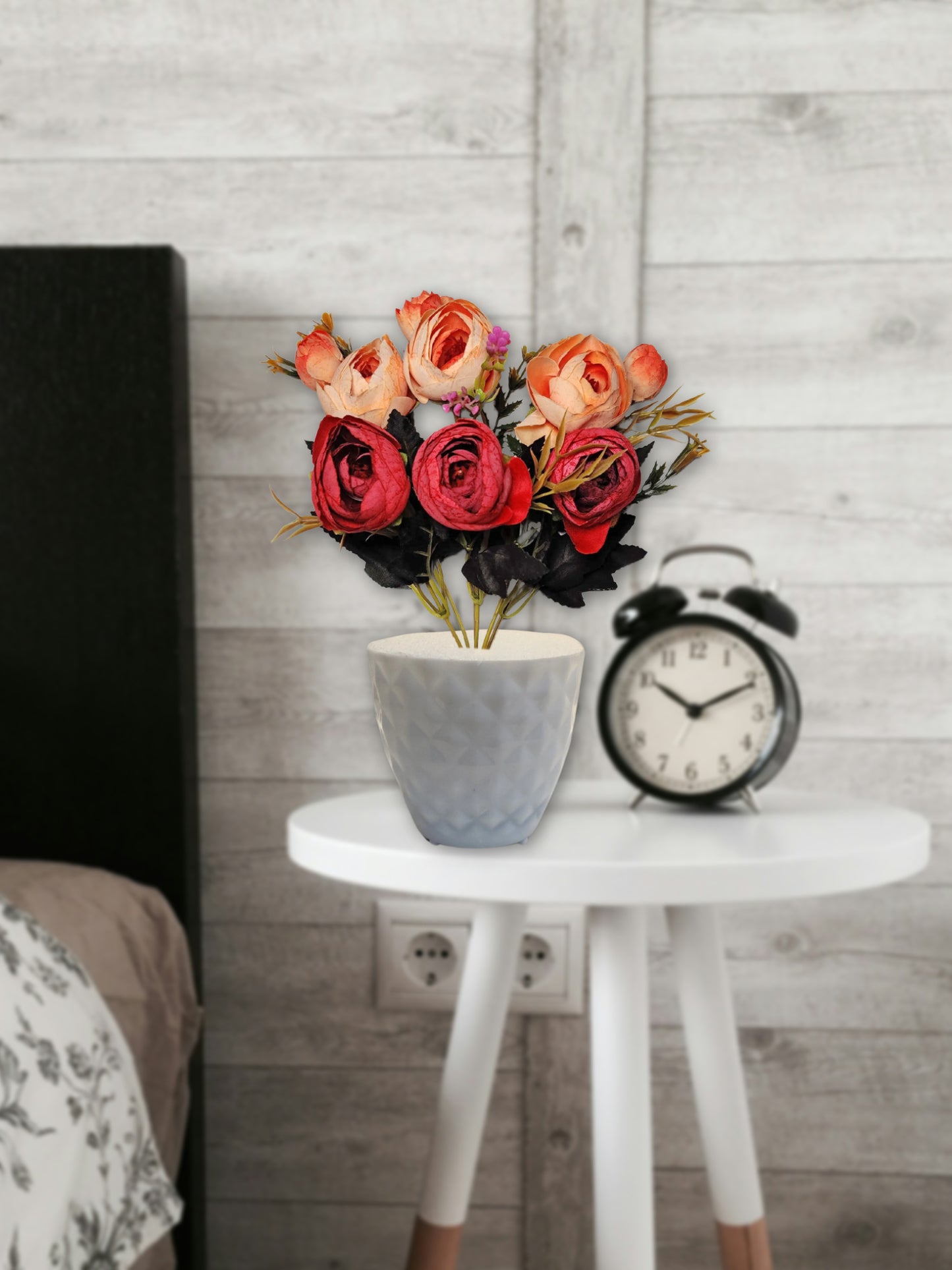 ARTSY® Artificial flowers with pot for Home decoration, table top, office decor, peony flowers, craft, gift, 35 cm height, Peach, Pack of 1 Piece