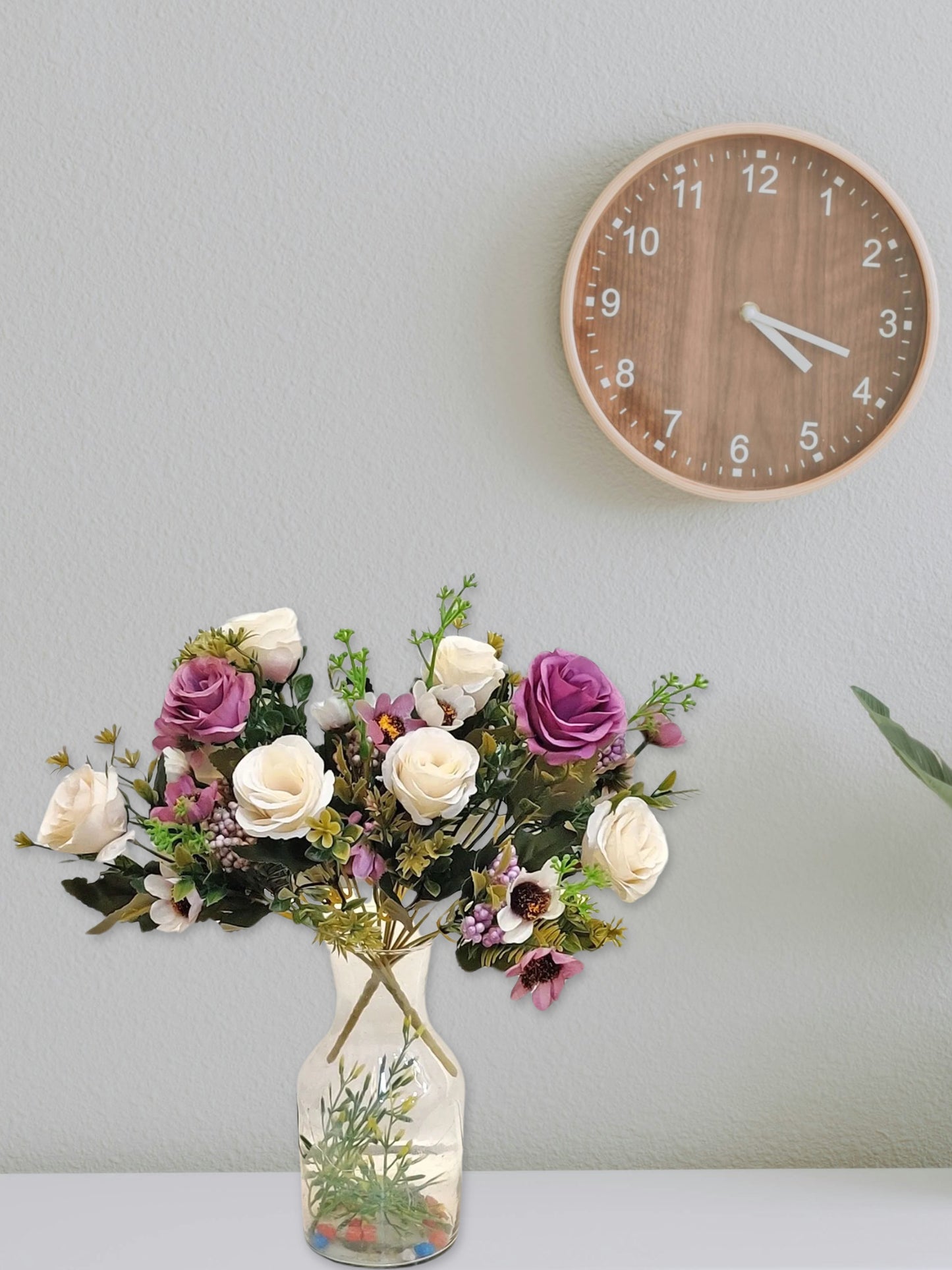 ARTSY® artificial flower for decoration, rose flower bunch, pack of 2 pieces, white purple