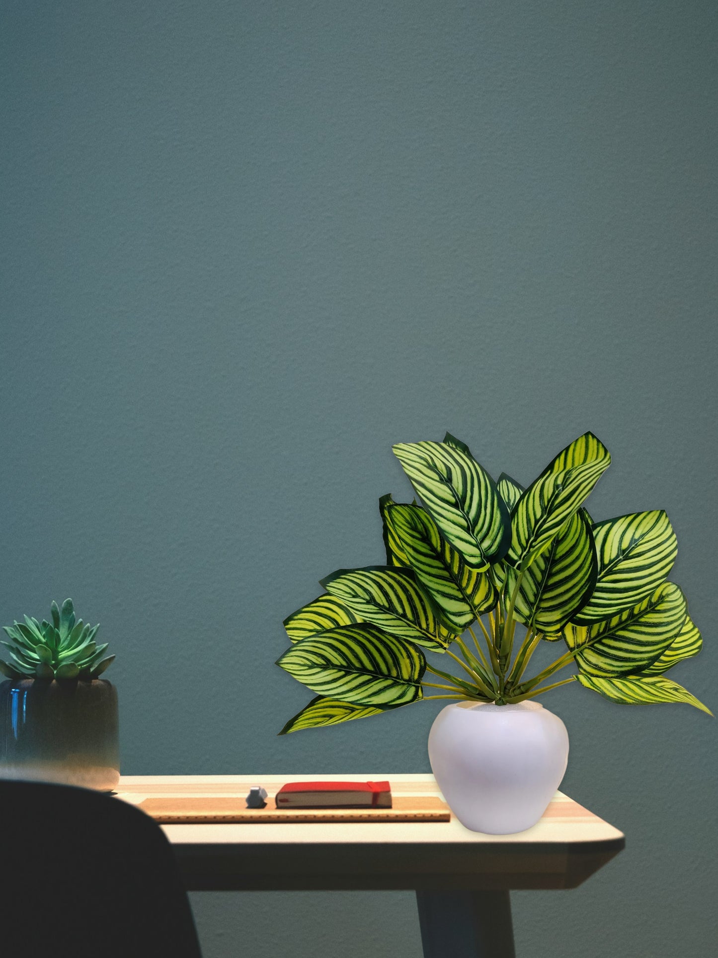 Blooming Beauty: Artificial Plant in Stylish Pot for Effortless Home Decor. Artificial Leaves with Pot Plants for Home Decoration, Leaves Bunch Flowers with Pot Office Decor, Craft and DIY, Combo, Green mix