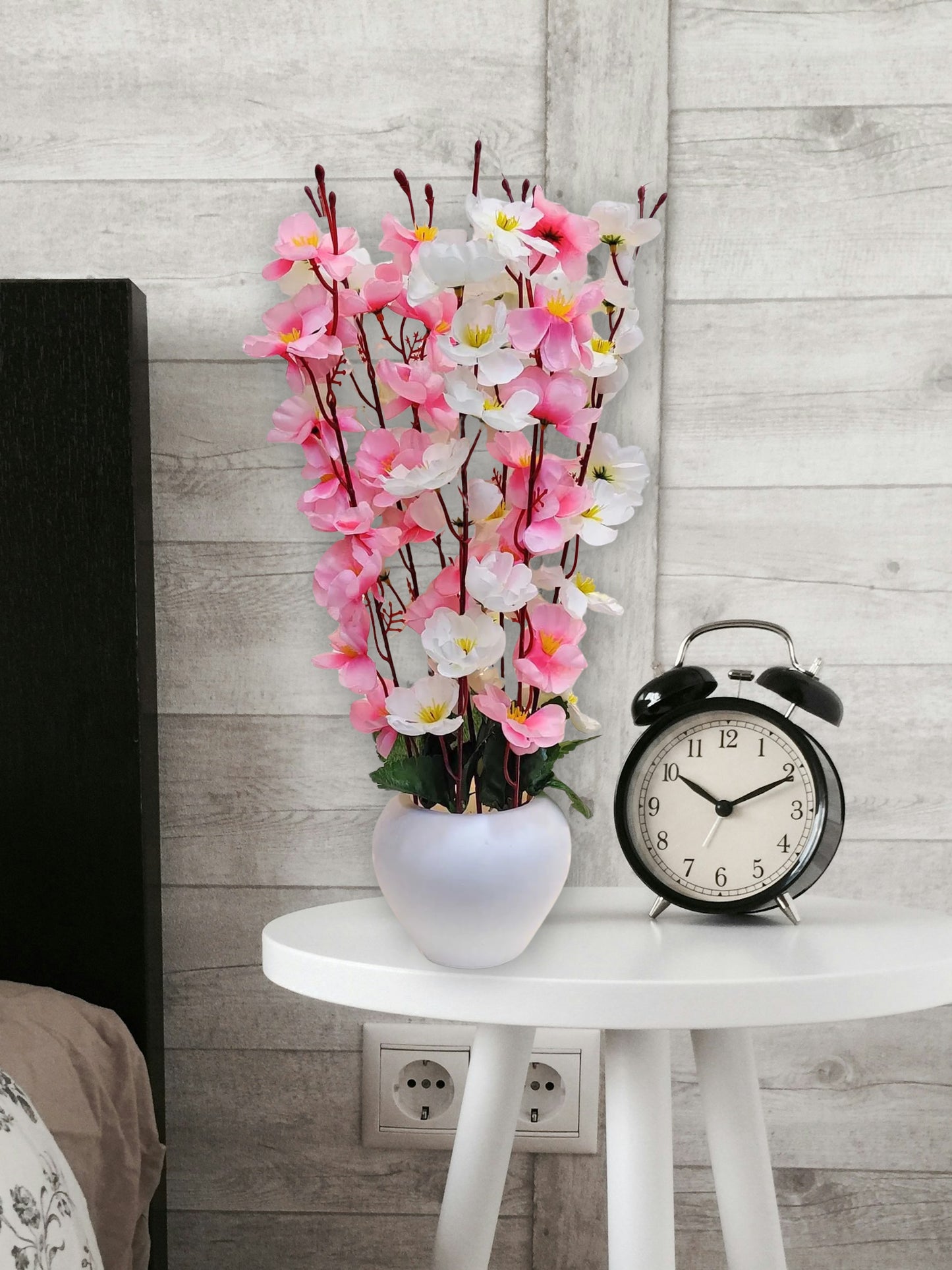 ARTSY® Artificial Flowers With Pot For Home Decoration, Office Decor Cherry Blossom combo, Lightpink White, 1 Piece
