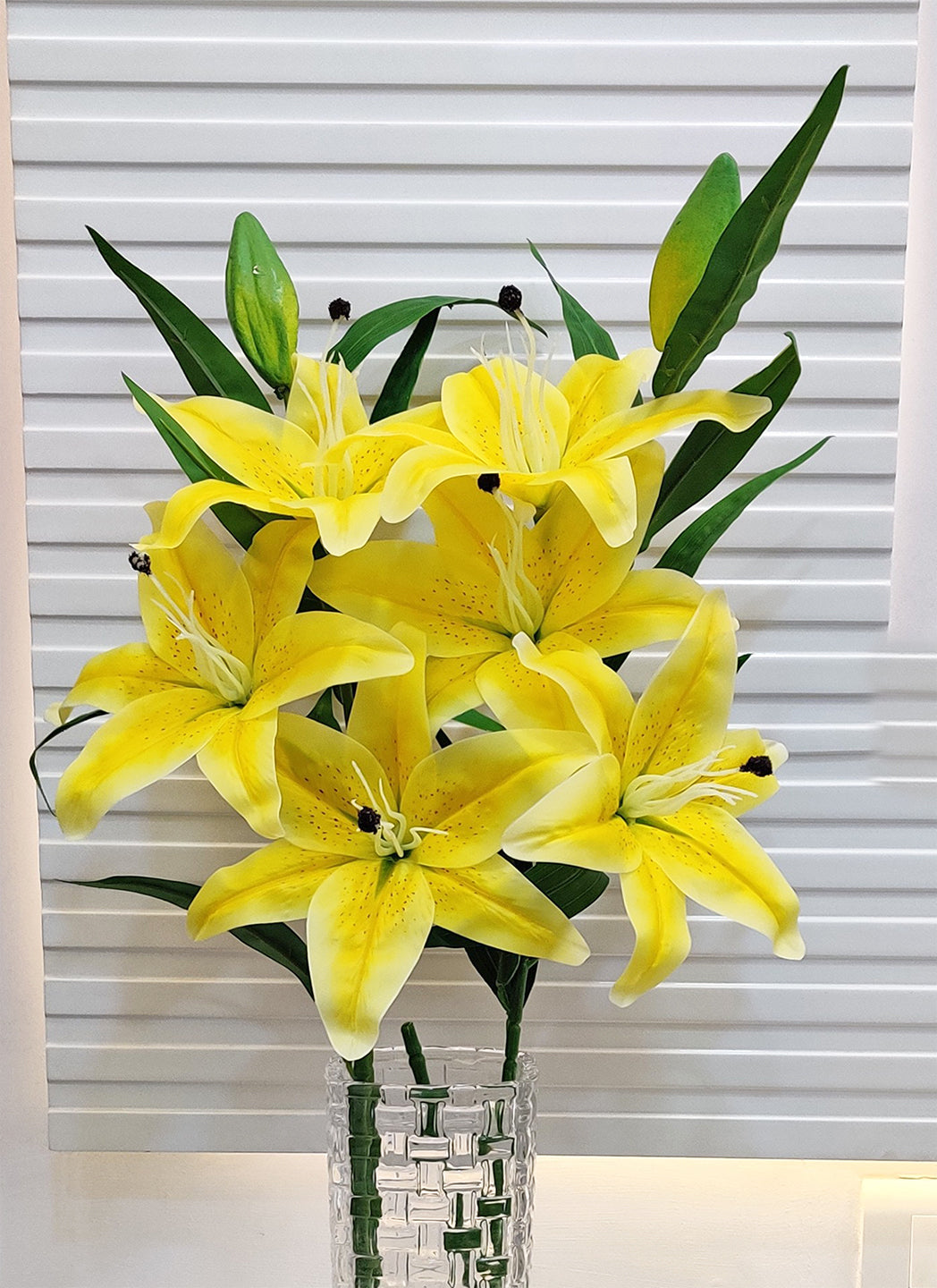 ARTSY® Sunny Splendor: Artificial Lily Flowers Stick - Vibrant Yellow Blooms For Home Decoration, Vase Filler, Office Décor, Gifting, DIY Craft, Pack of 1 Piece