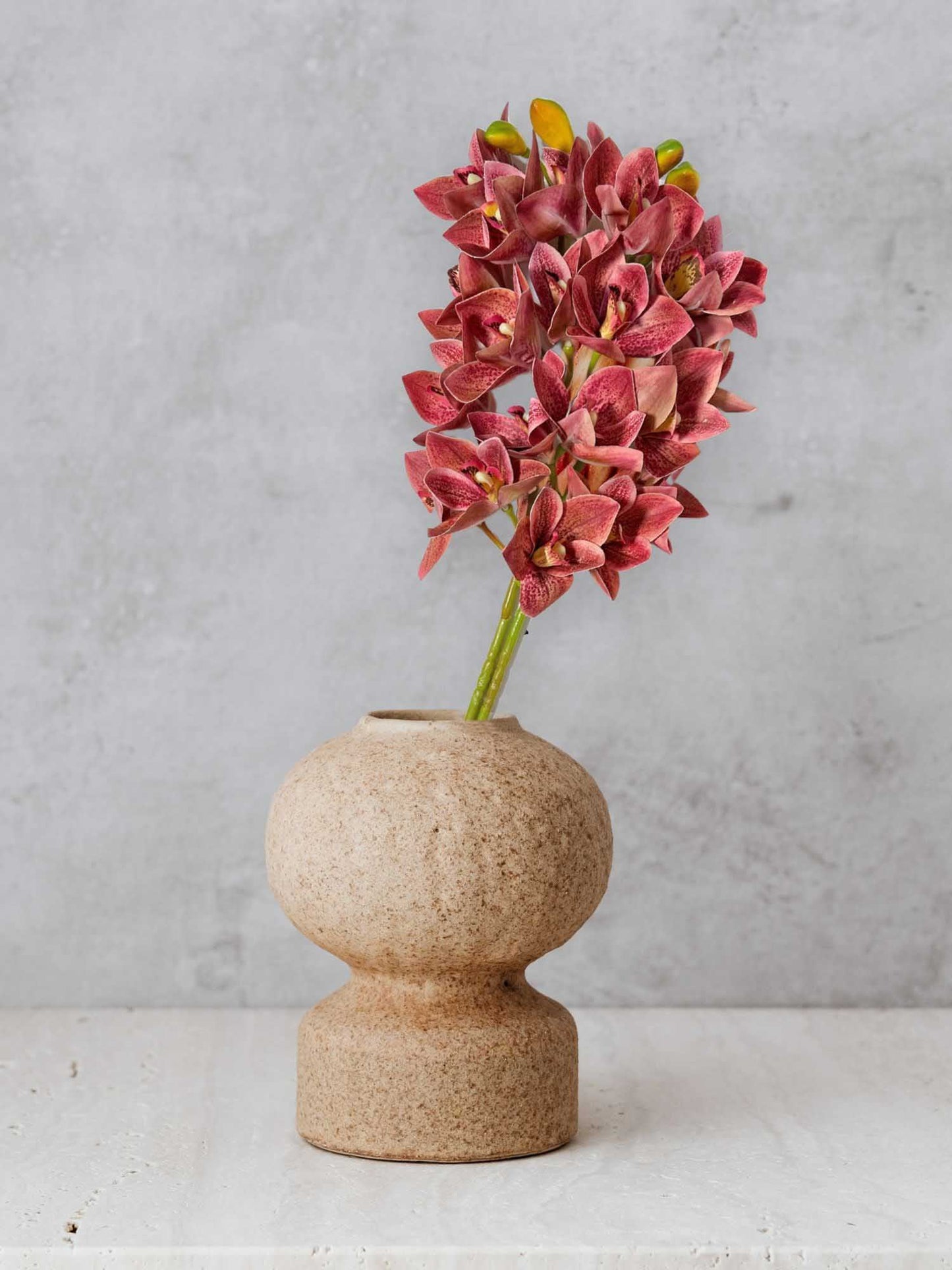 Artificial Flowers for decoration orchid flower bunch/stick for vase/pot, home/office decor, gift, artificial plant, Craft, Without Vase, Pack of 1 piece, 76 cm height, Maroon