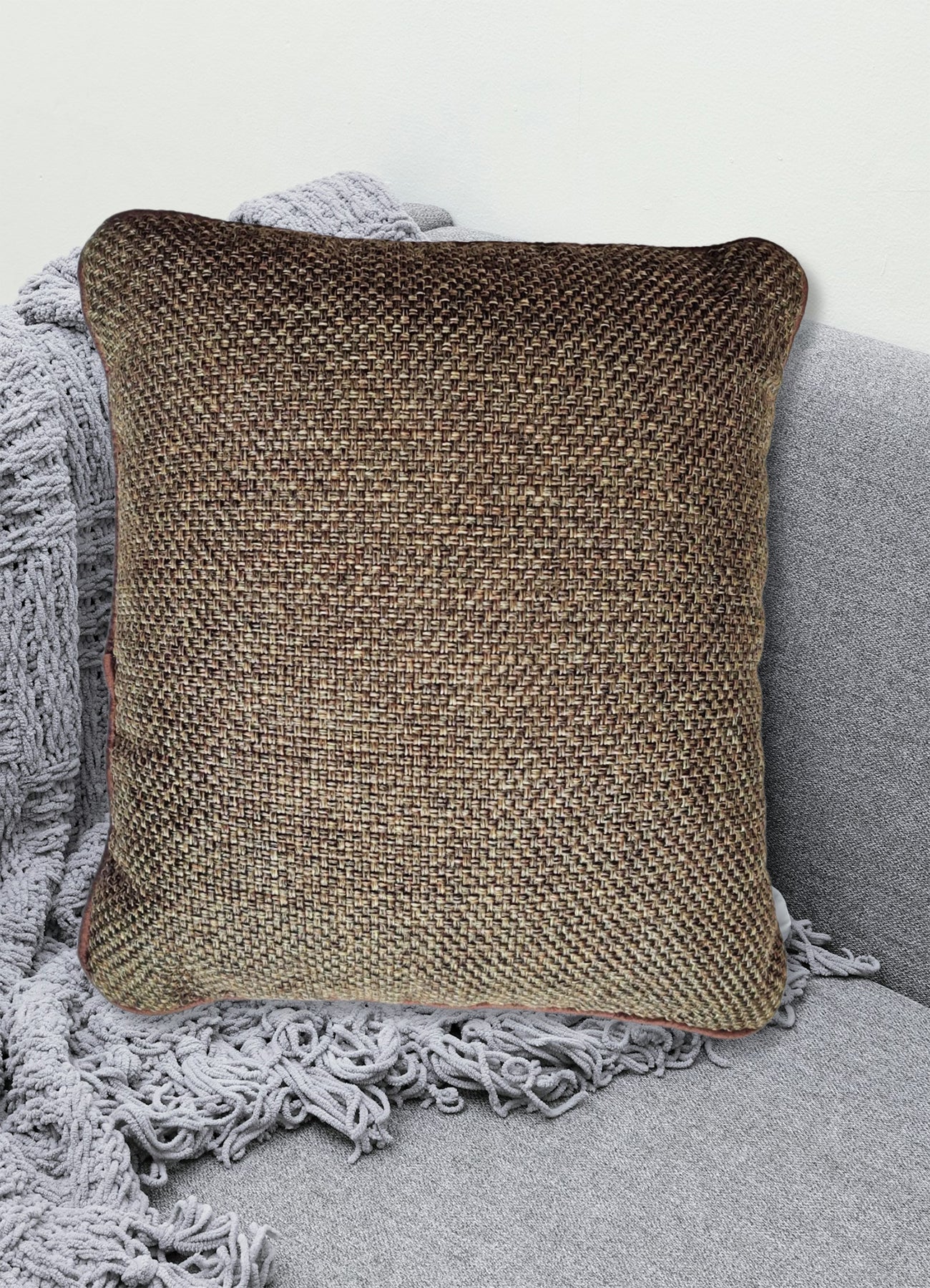 Natural Jute Beauty: Pack of 5 Exquisite Cushion Covers for Rustic Charm, 12 X 12 Inches, Brown