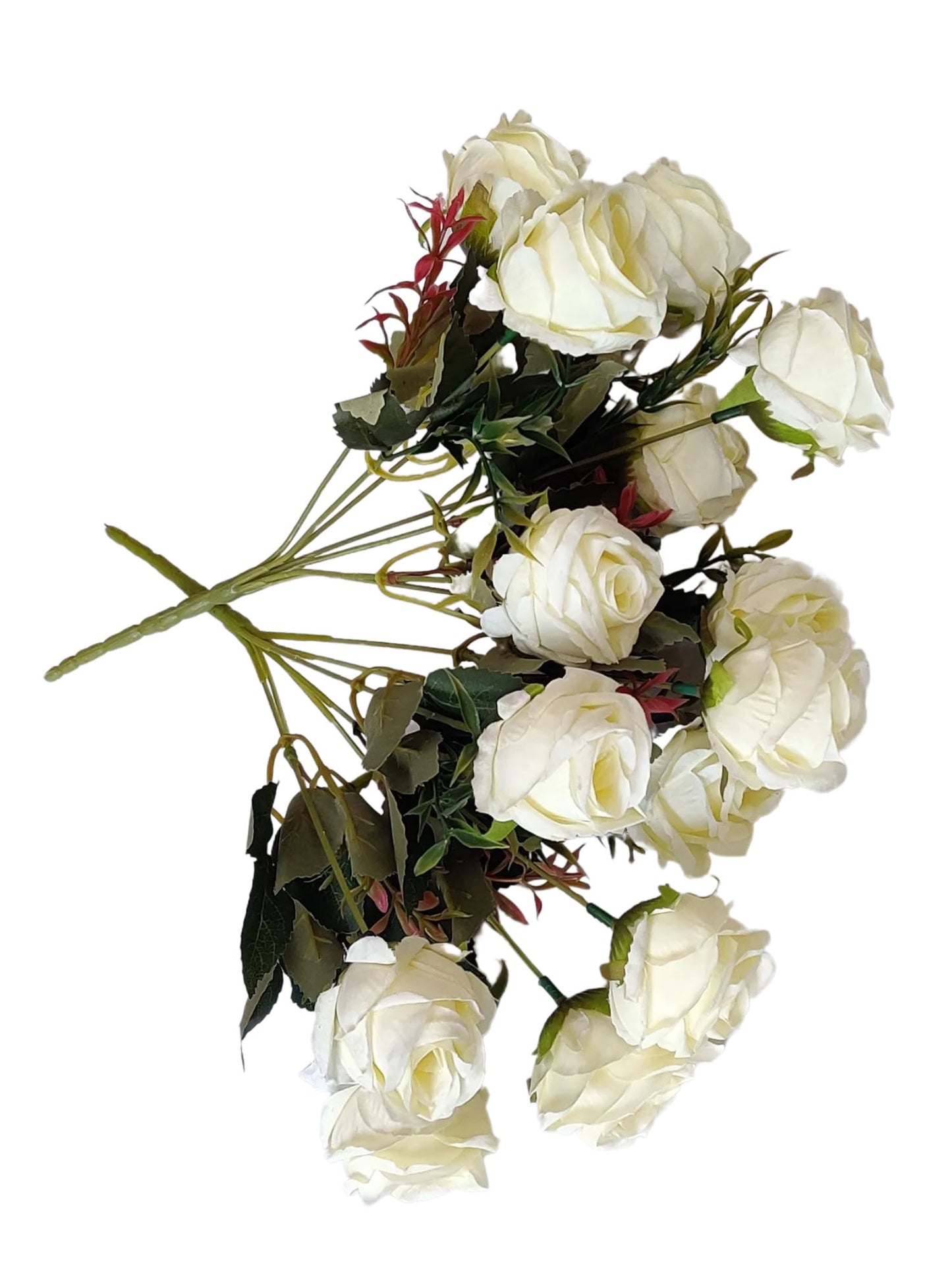 "Snowy Elegance: Artificial White Rose Bunch – A Timeless Beauty"