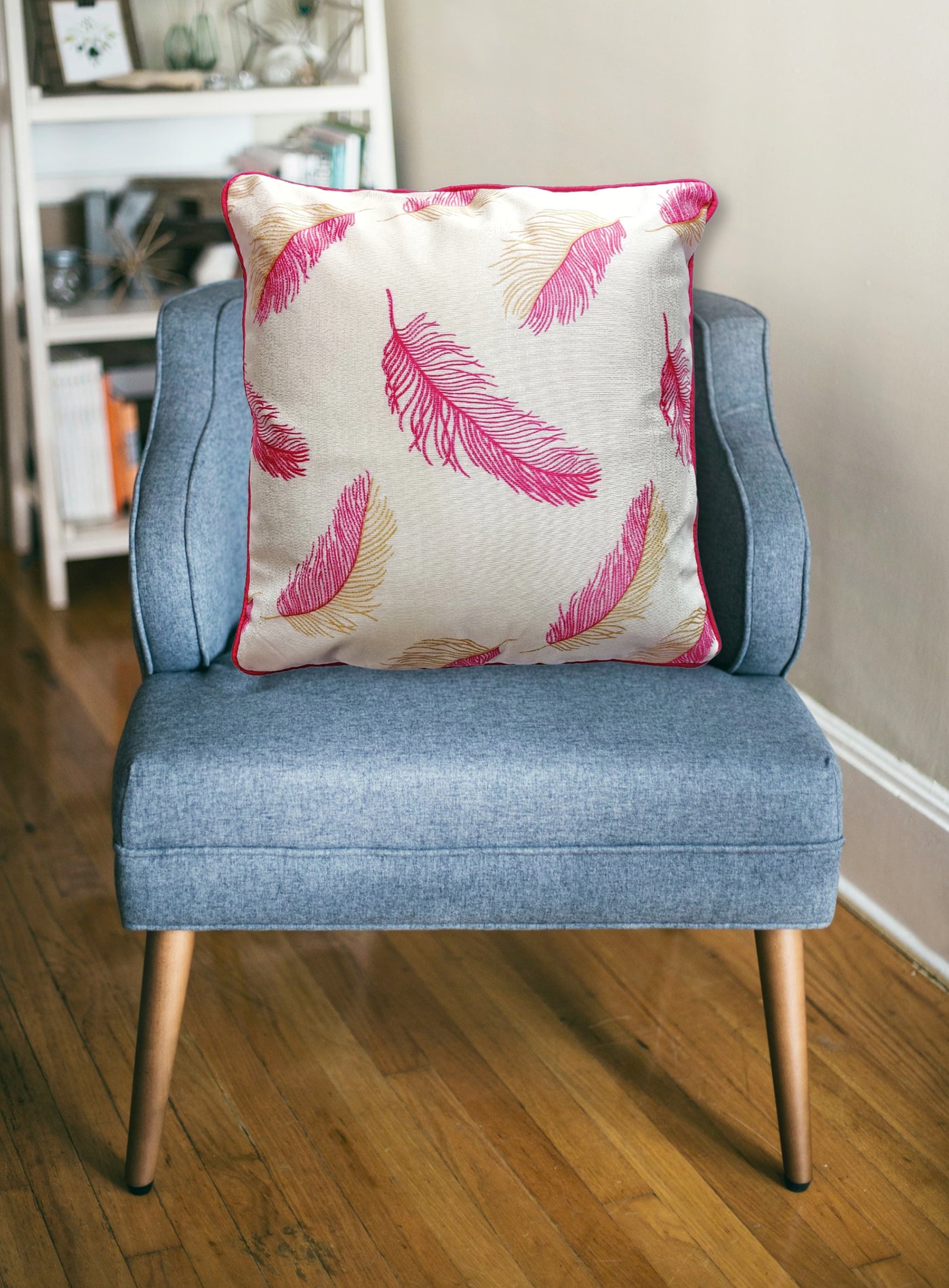Vibrantly Printed Set of 5 Cushion Covers – Instant Elegance for Your Space, 16 X 16 Inches, White Pink