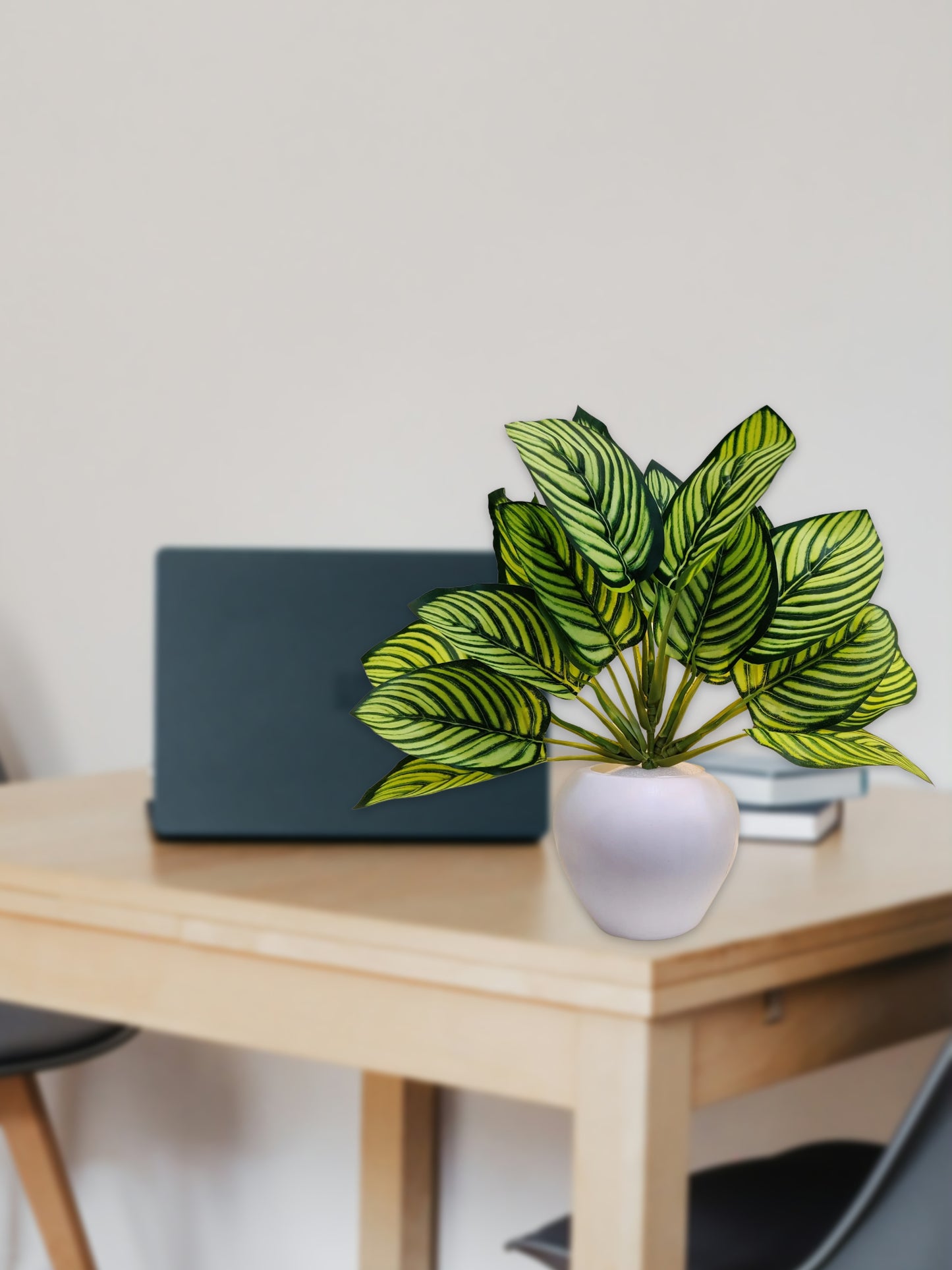 Blooming Beauty: Artificial Plant in Stylish Pot for Effortless Home Decor. Artificial Leaves with Pot Plants for Home Decoration, Leaves Bunch Flowers with Pot Office Decor, Craft and DIY, Combo, Green mix