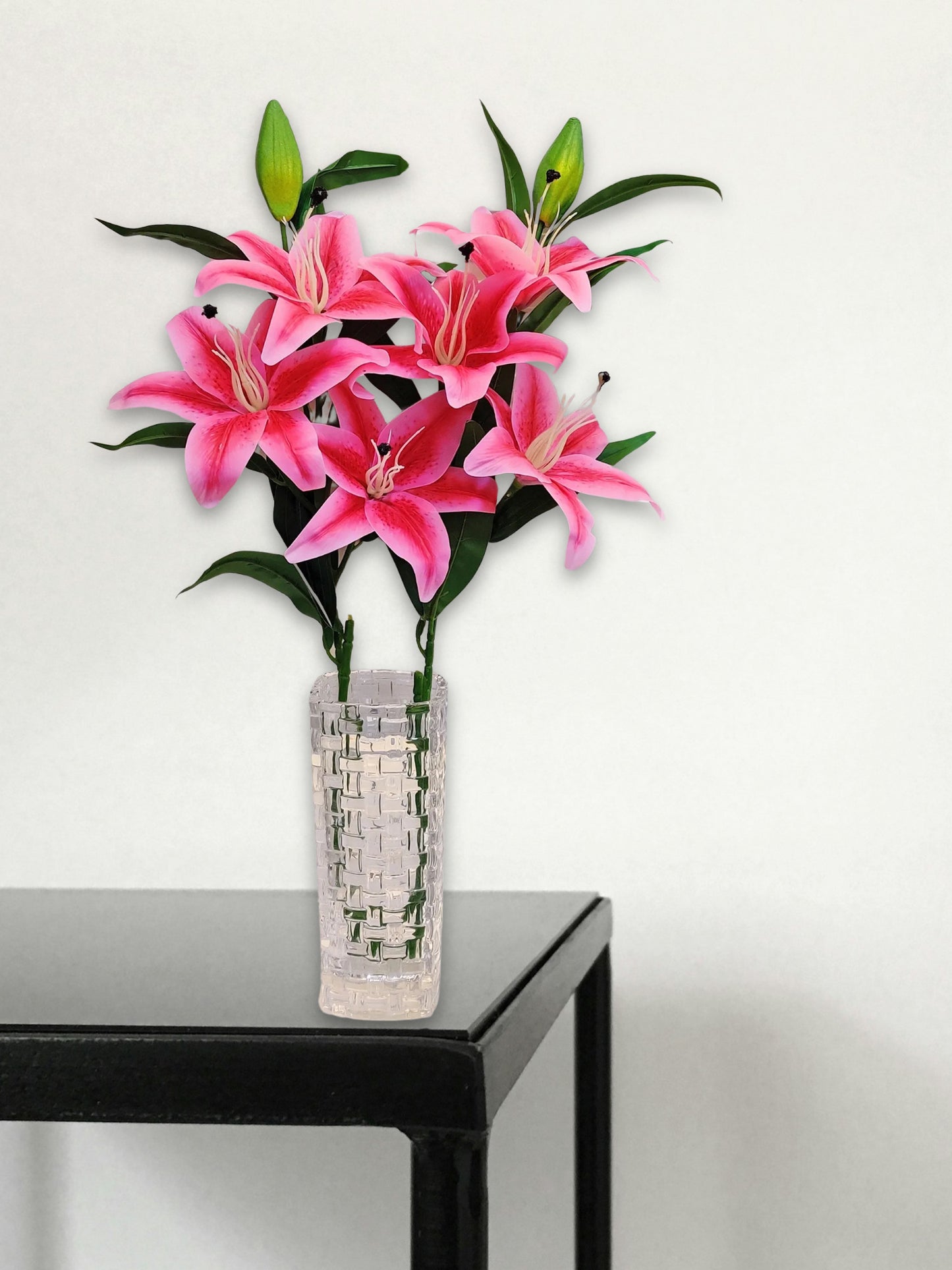 Enchanting Pink Artificial Lily Flower Stick: Timeless Elegance in Every Detail For Home Decor, Office Decor, Vae Filler, Gifting and many more, 3 Big flowers, 100 CM Long