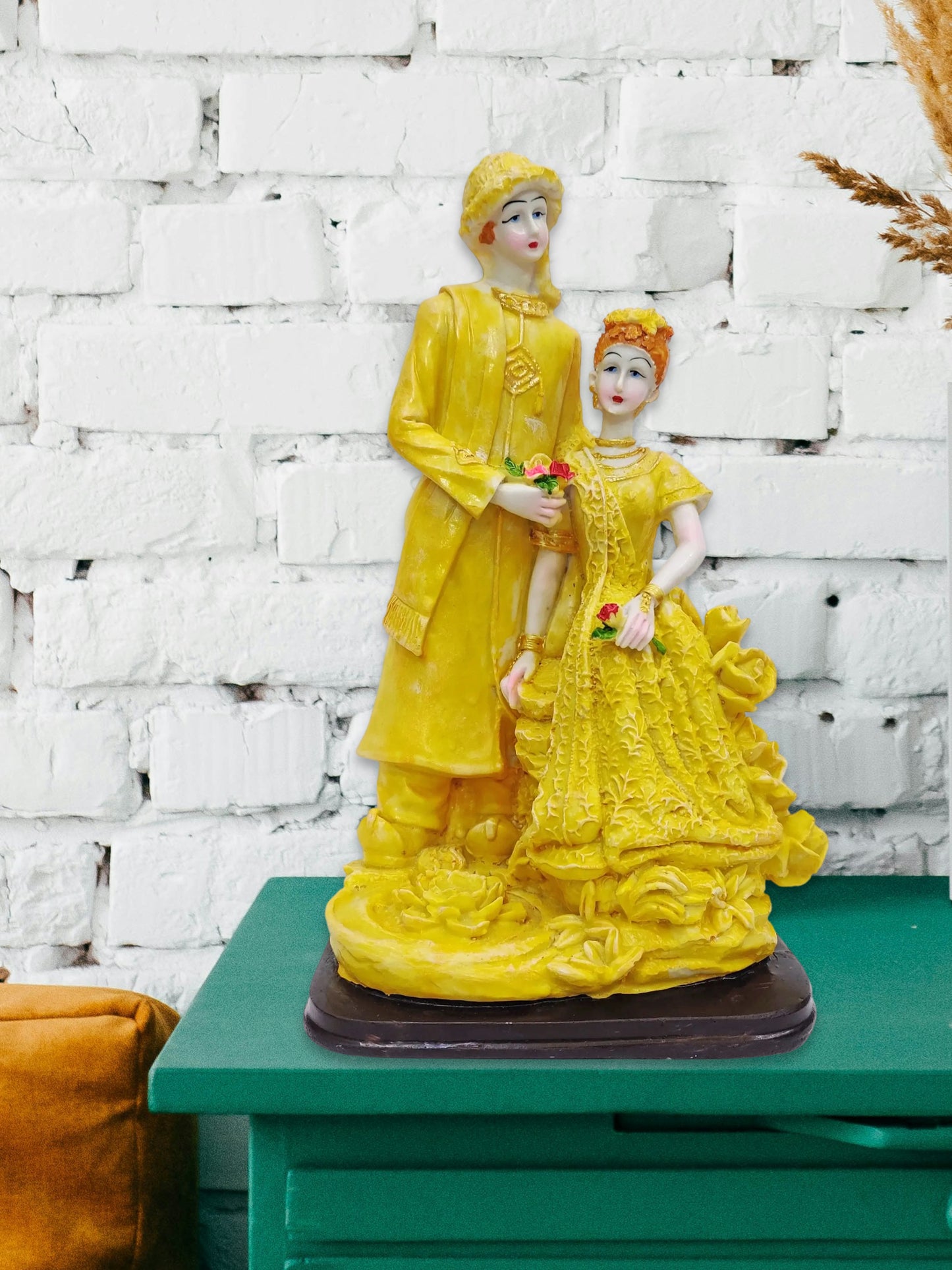 ARTSY® Love Eternal - Couple Idol Figurine Pair showpiece for table top, gifting, beige, 1 Piece