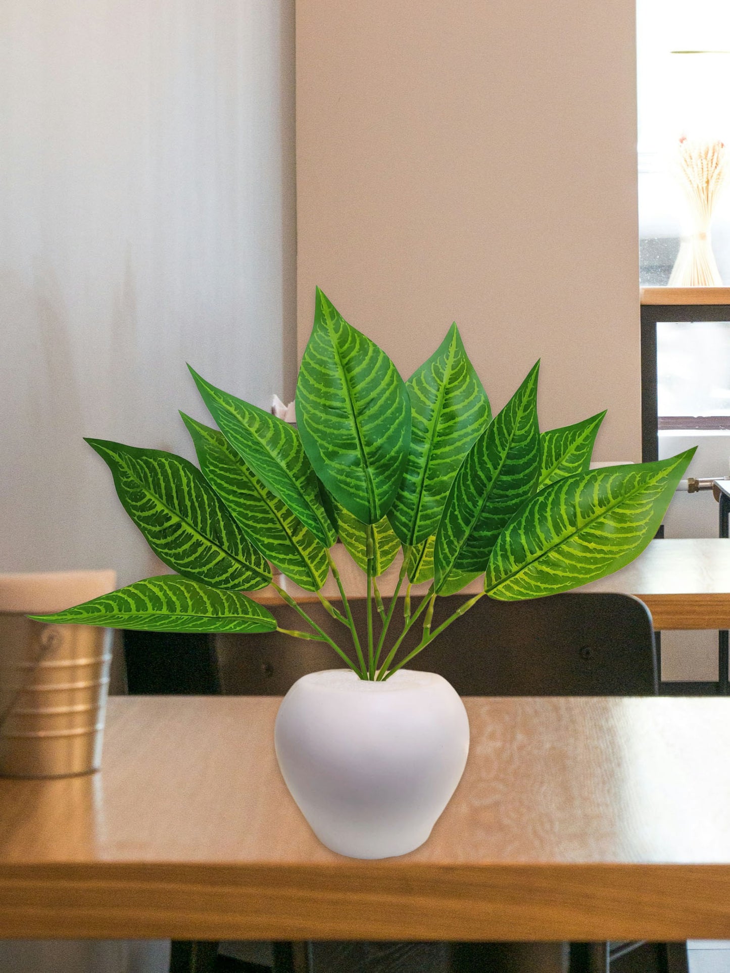 ARTSY® Artificial plants with pot for home decor, leaves, plants for pot/vase, home/office decor, gift, craft, artificial flowers with pot, combo, pack of 1 piece, 35 cm height, Green