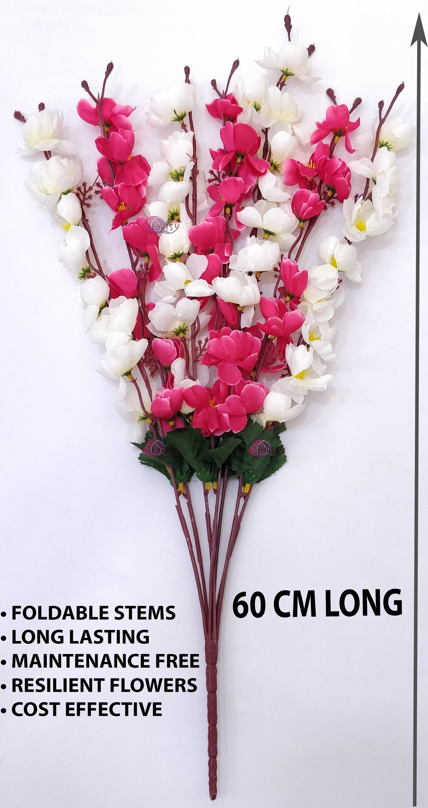 ARTSY® Pink and White Harmony: Artificial Cherry Blossom Flower Elegance For Home Decoration, Vase Filler, office Decor, Without Vase, 55 Cm Long