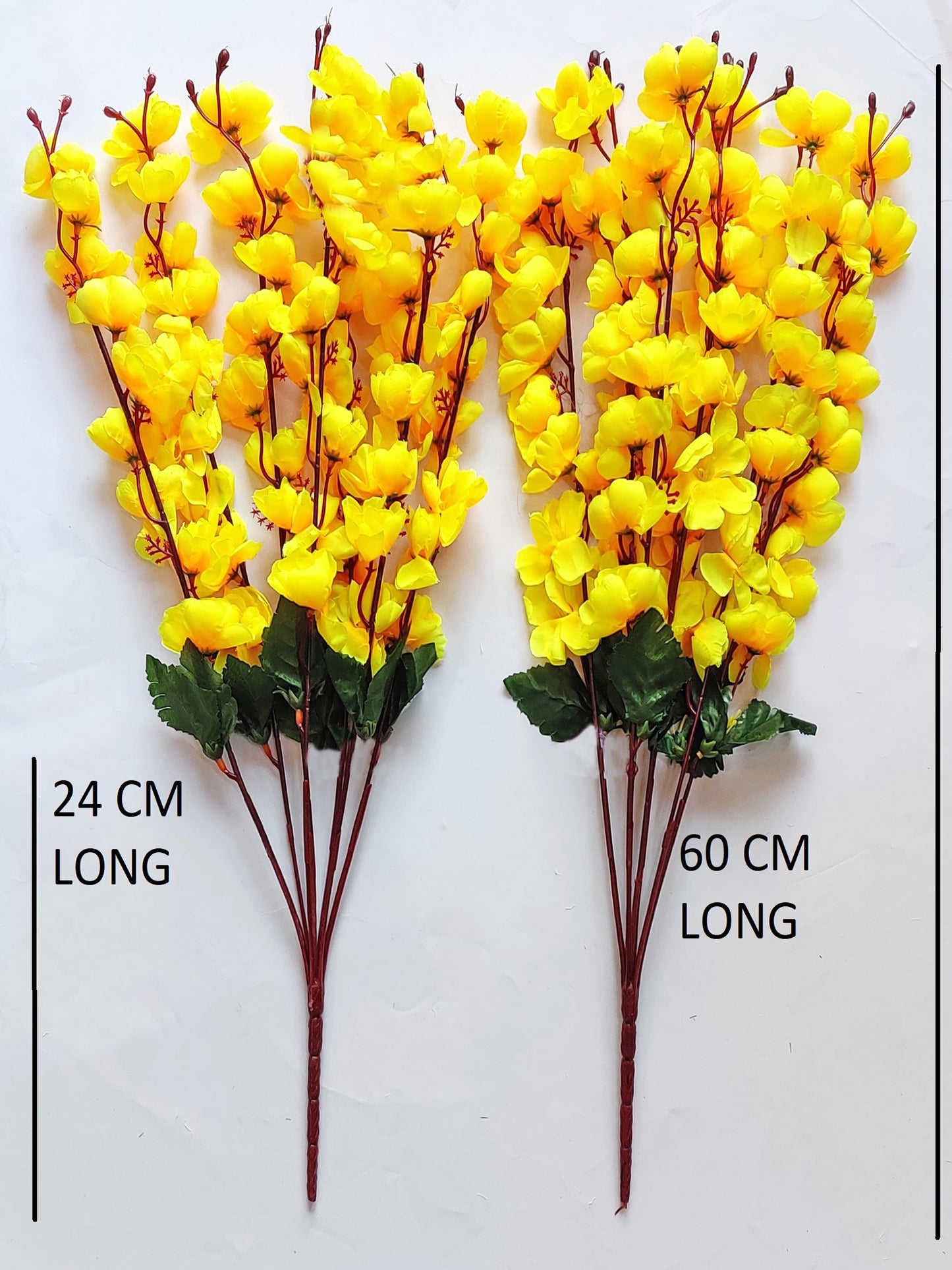 ARTSY® Artificial Flowers For Home Decoration Cherry Blossom Flower Bunch For Vase , Office Decor, Without VASE, Combo (Yellow , Pack of 2 Pieces)