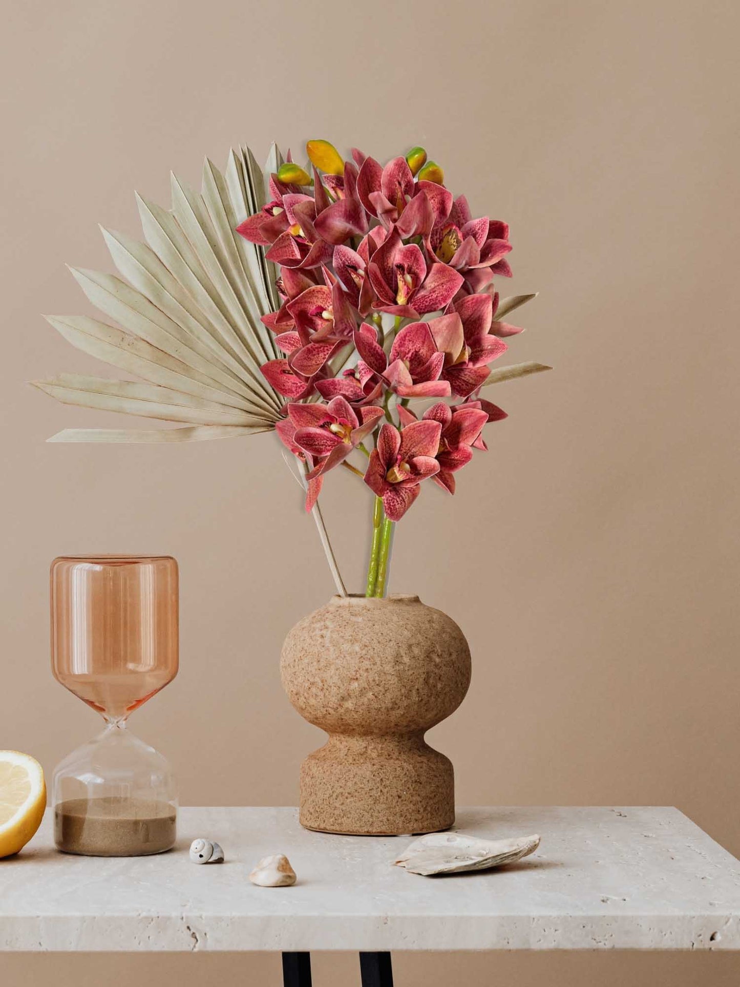 Artificial Flowers for decoration orchid flower bunch/stick for vase/pot, home/office decor, gift, artificial plant, Craft, Without Vase, Pack of 1 piece, 76 cm height, Maroon