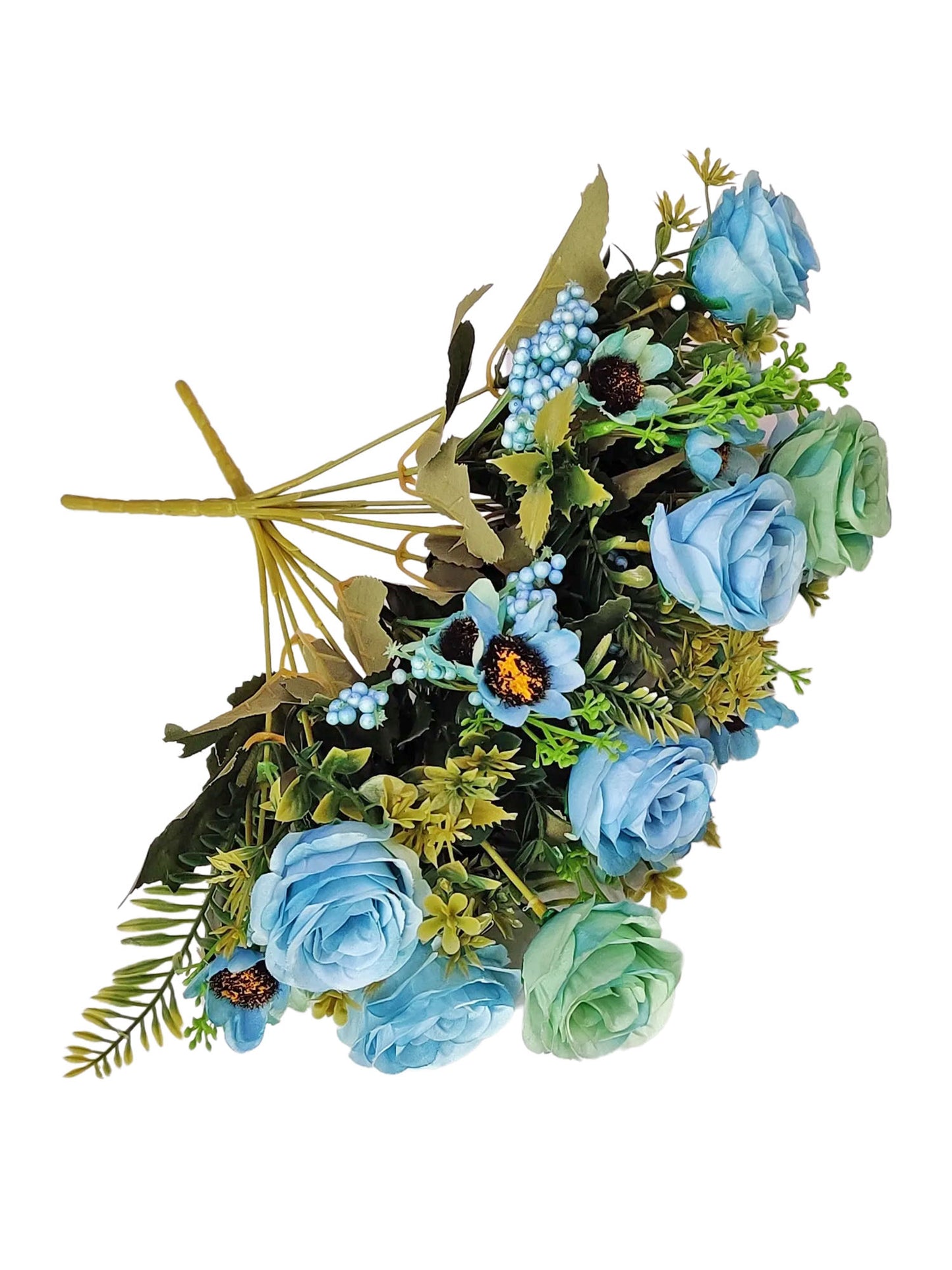 ARTSY® artificial flower for decoration, rose flower bunch, pack of 2 pieces, blue