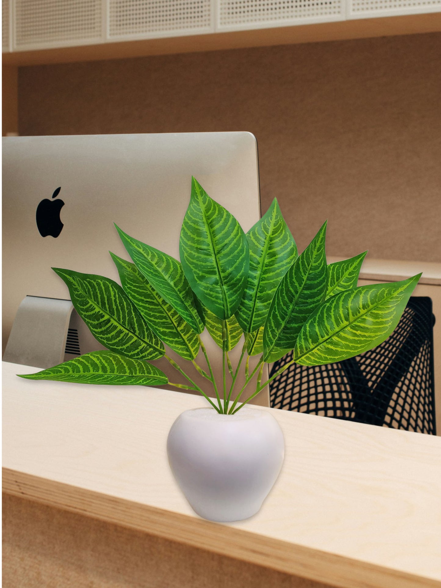 ARTSY® Artificial plants with pot for home decor, leaves, plants for pot/vase, home/office decor, gift, craft, artificial flowers with pot, combo, pack of 1 piece, 35 cm height, Green
