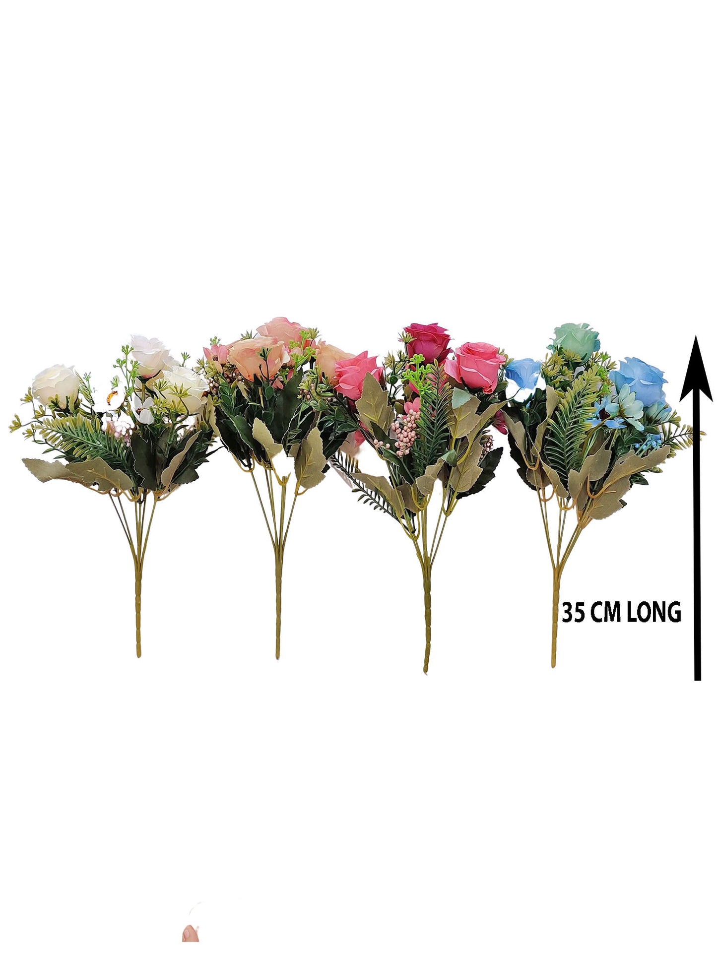 ARTSY® artificial flower for decoration, rose flower bunch, pack of 4 pieces, Assorted
