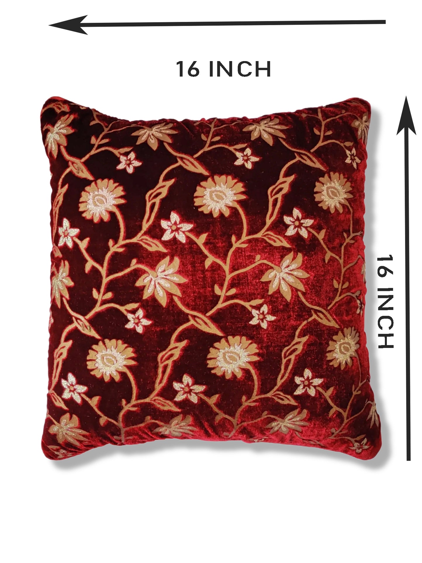 Premium Velvet Cushion Covers: Softness and Style Combined, Pack of 5 Pieces, Maroon, 16 X 16 Inches