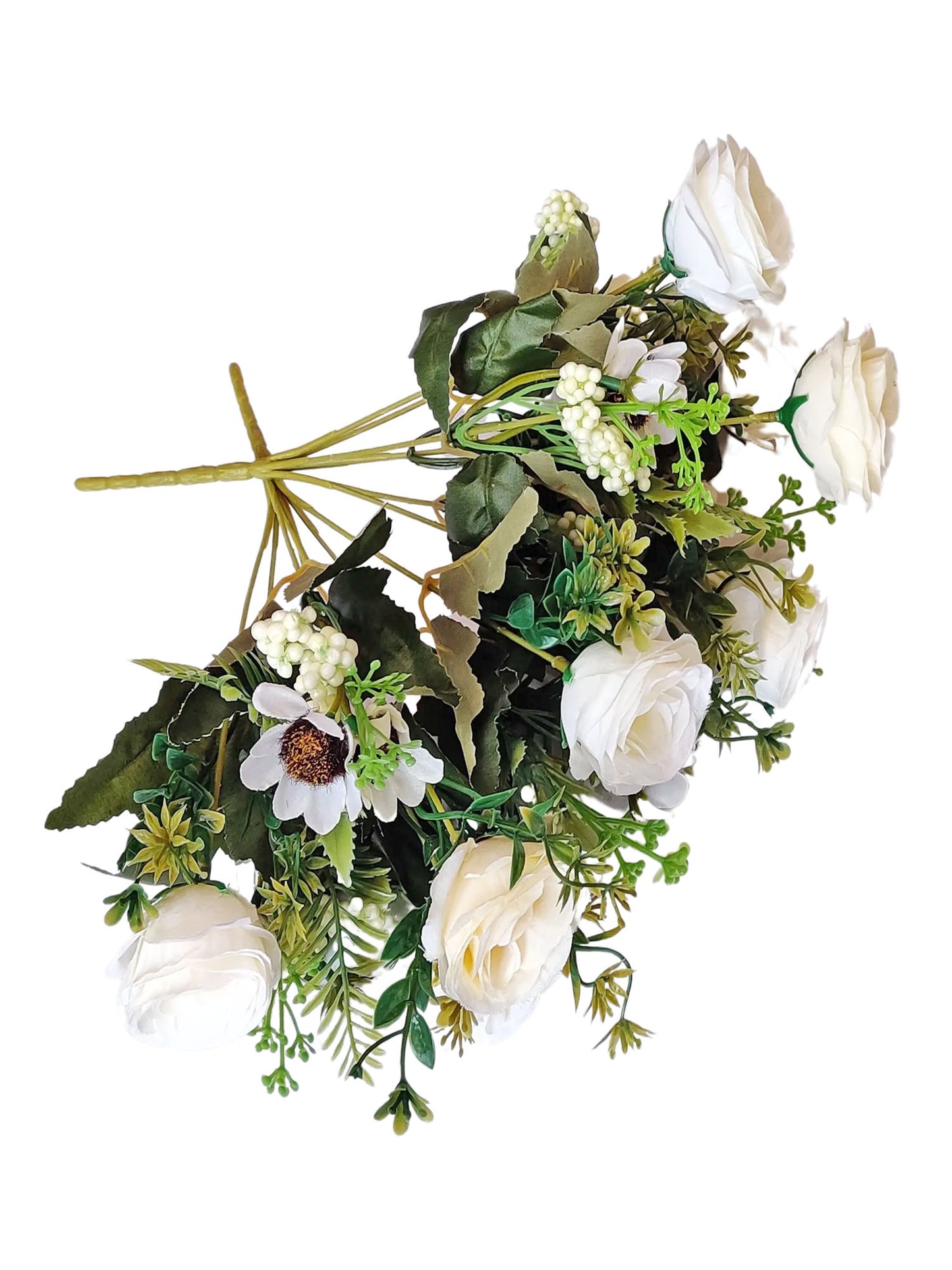 ARTSY® artificial flower for decoration, rose flower bunch, pack of 2 pieces, white