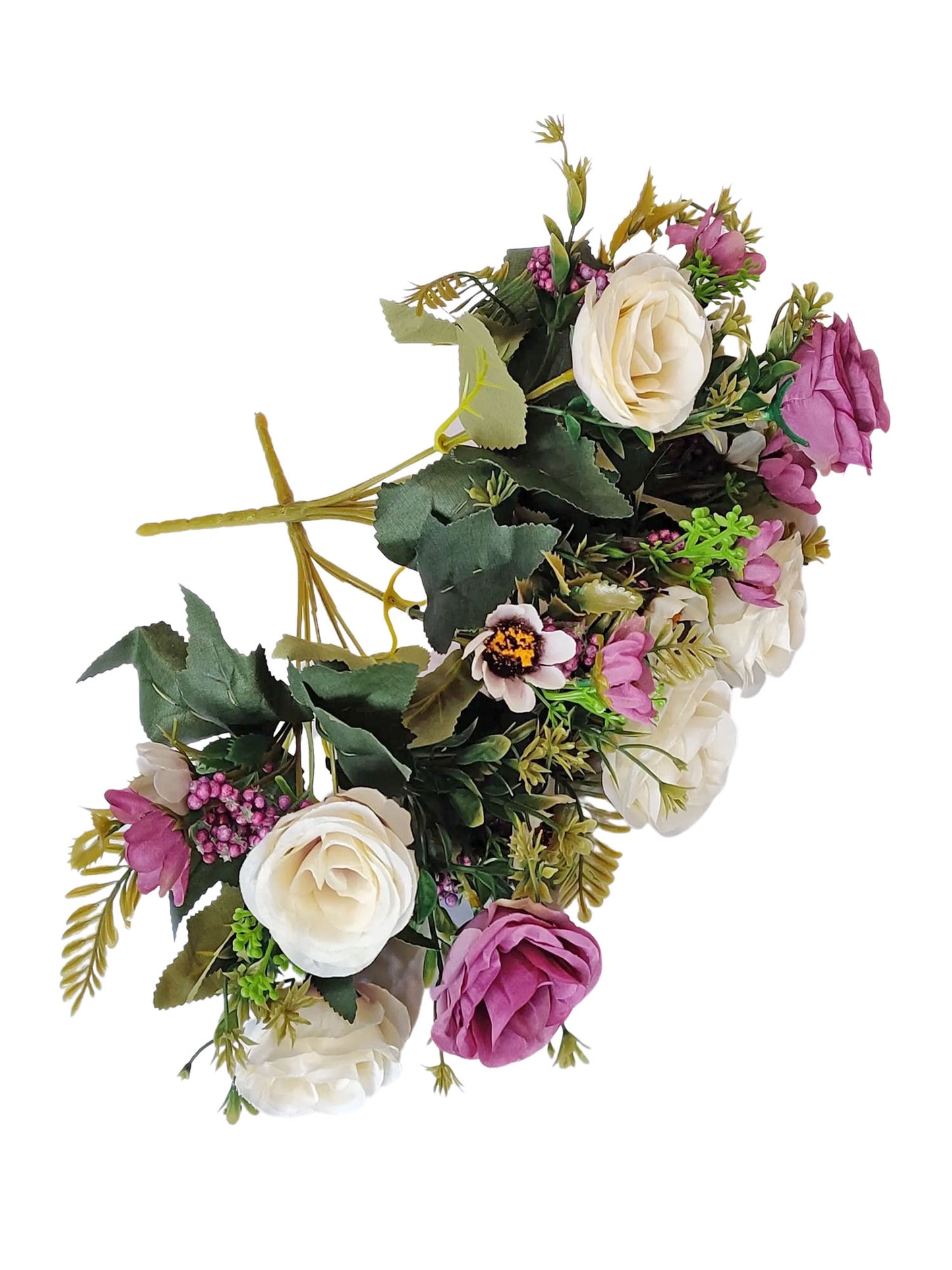 ARTSY® artificial flower for decoration, rose flower bunch, pack of 2 pieces, white purple