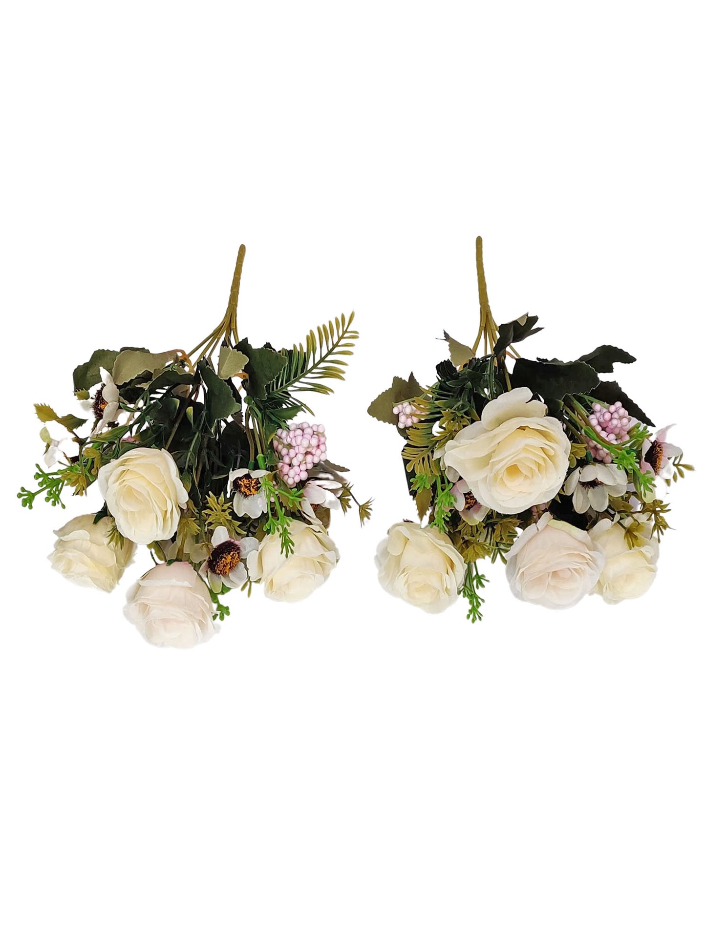 ARTSY® artificial flower for decoration, rose flower bunch, pack of 2 pieces, cream pink