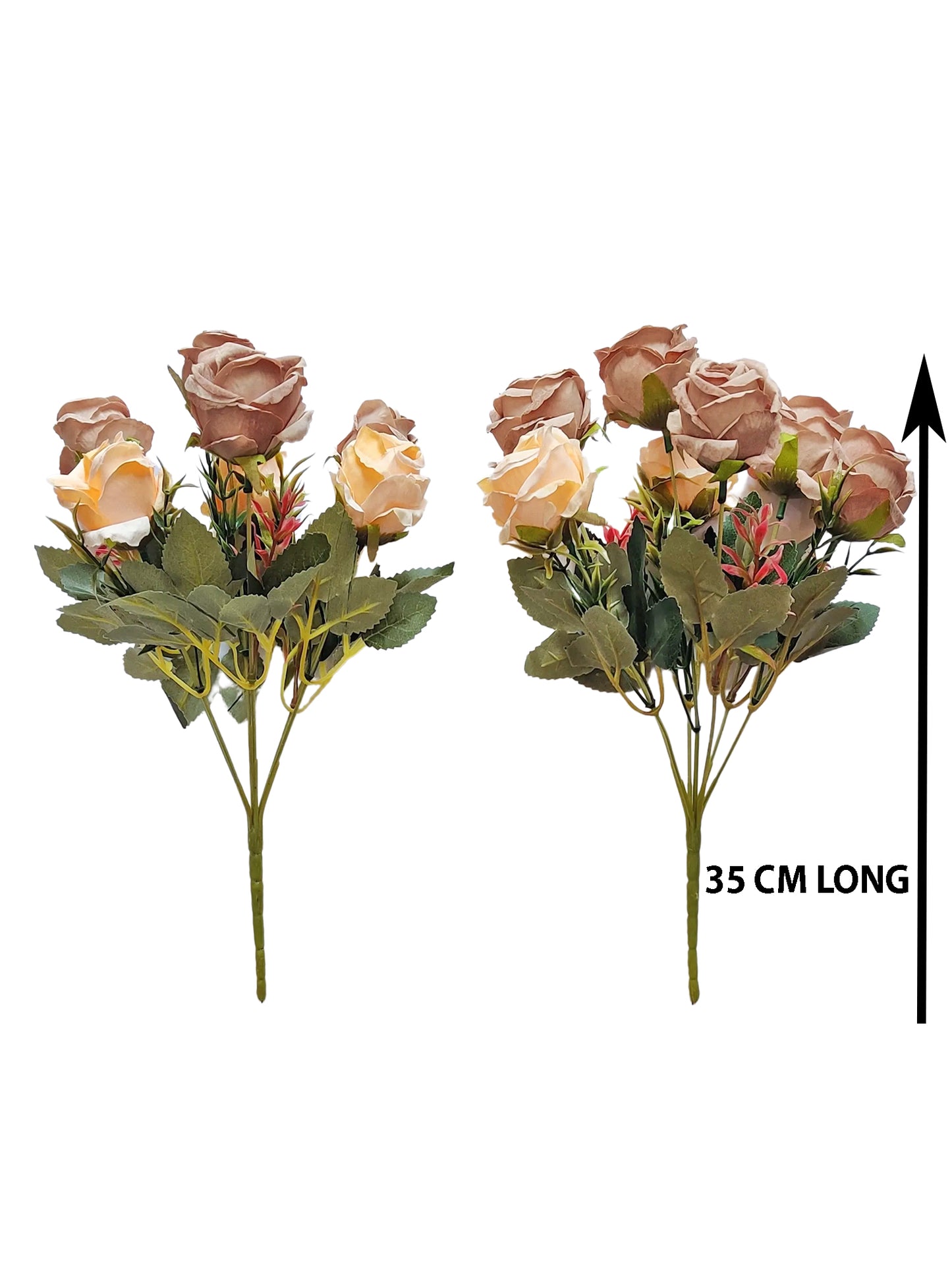 Golden Opulence: Lifelike Artificial Golden Rose - Eternal Gilded Beauty, Artificial rose flower bunches for vase, home decor, Combo Pack of 2 Pieces, Without Vase
