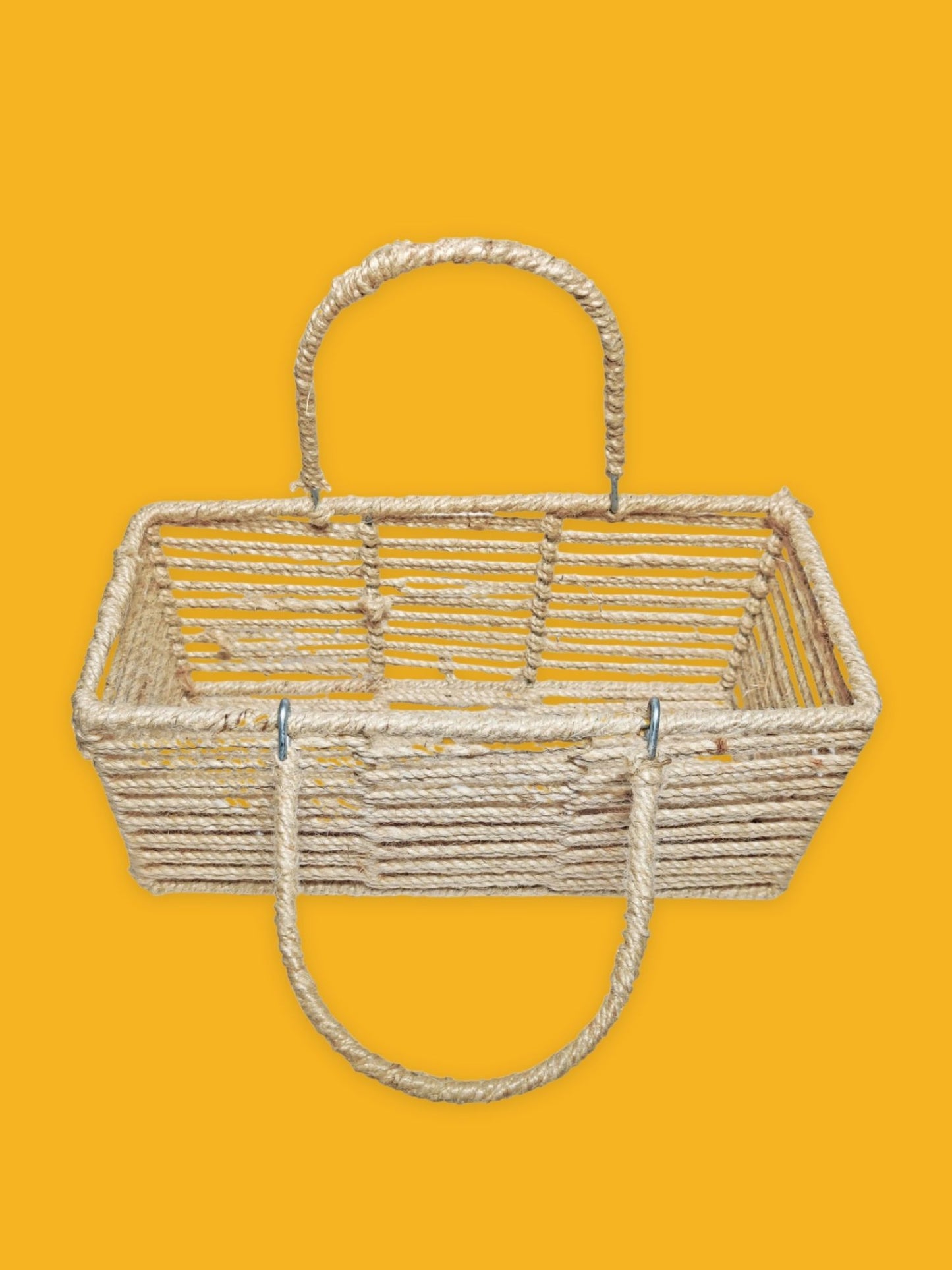 Rustic Elegance: Jute Decorative Basket for Stylish Storage, Organization, travel, gifting, packaging and many more, Pack of 1 Piece, 30 X 13 X 13 CM