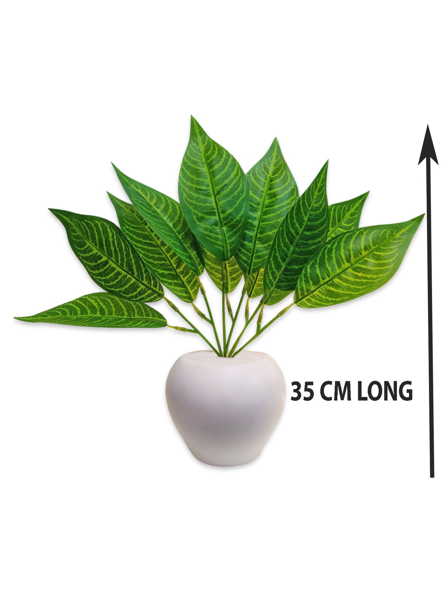 ARTSY® Artificial plants with pot for home decor, leaves, plants for pot/vase, home/office decor, gift, craft, artificial flowers with pot, combo, pack of 1 piece, 35 cm height, Green