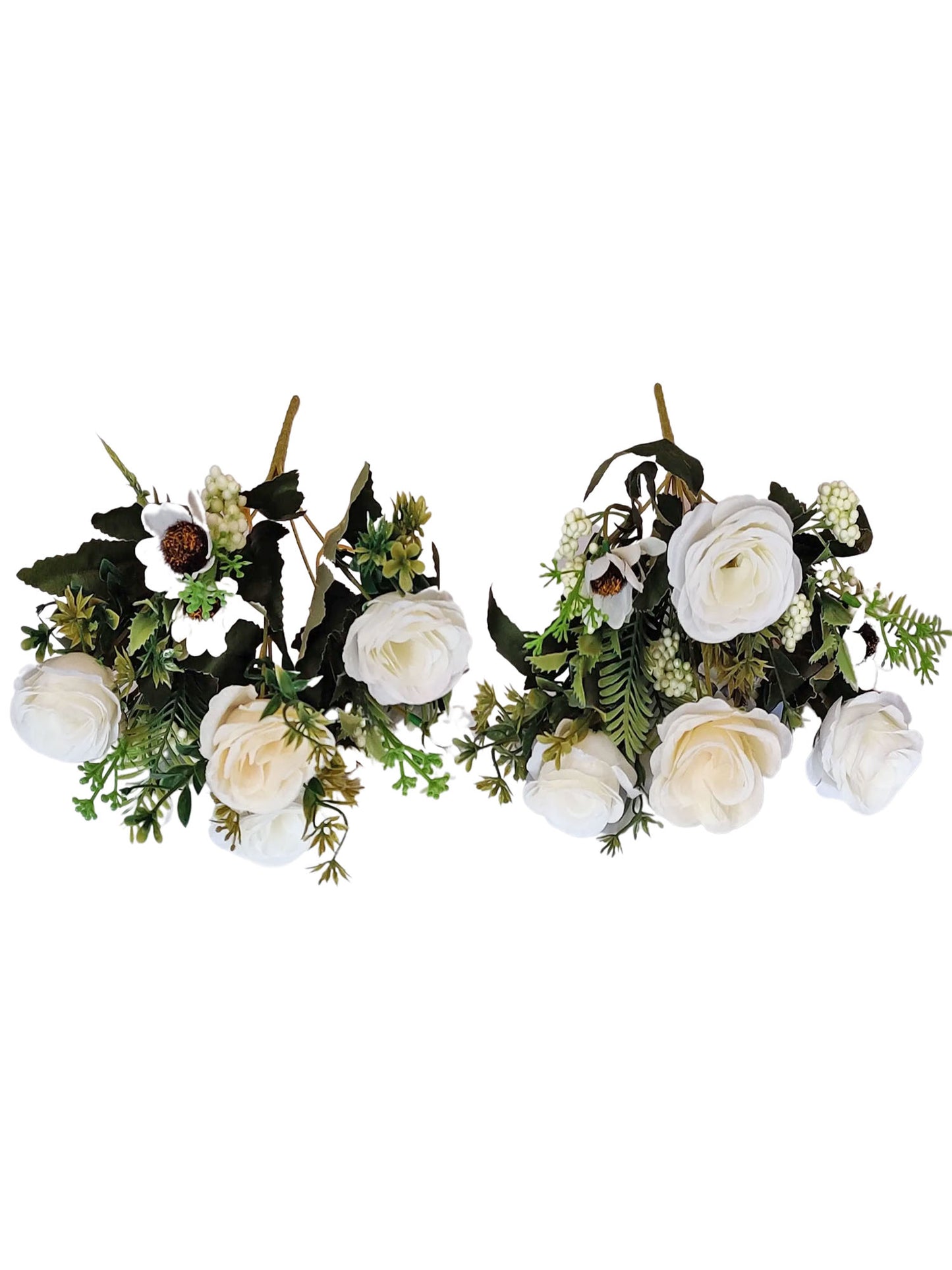ARTSY® artificial flower for decoration, rose flower bunch, pack of 2 pieces, white
