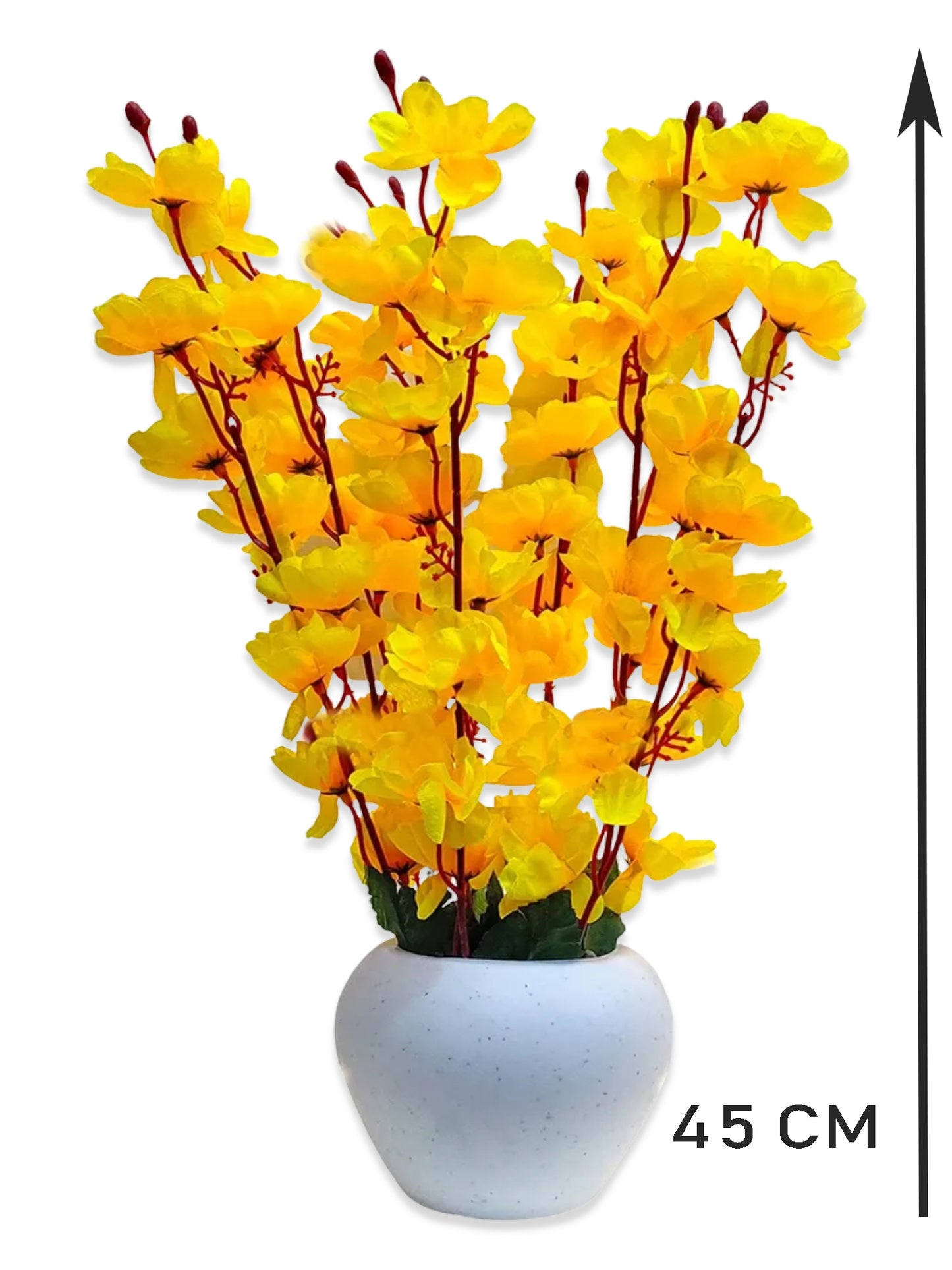 ARTSY® Artificial Flowers With Pot For Home Decoration, Office Decor Cherry Blossom combo, Yellow, 1 Piece
