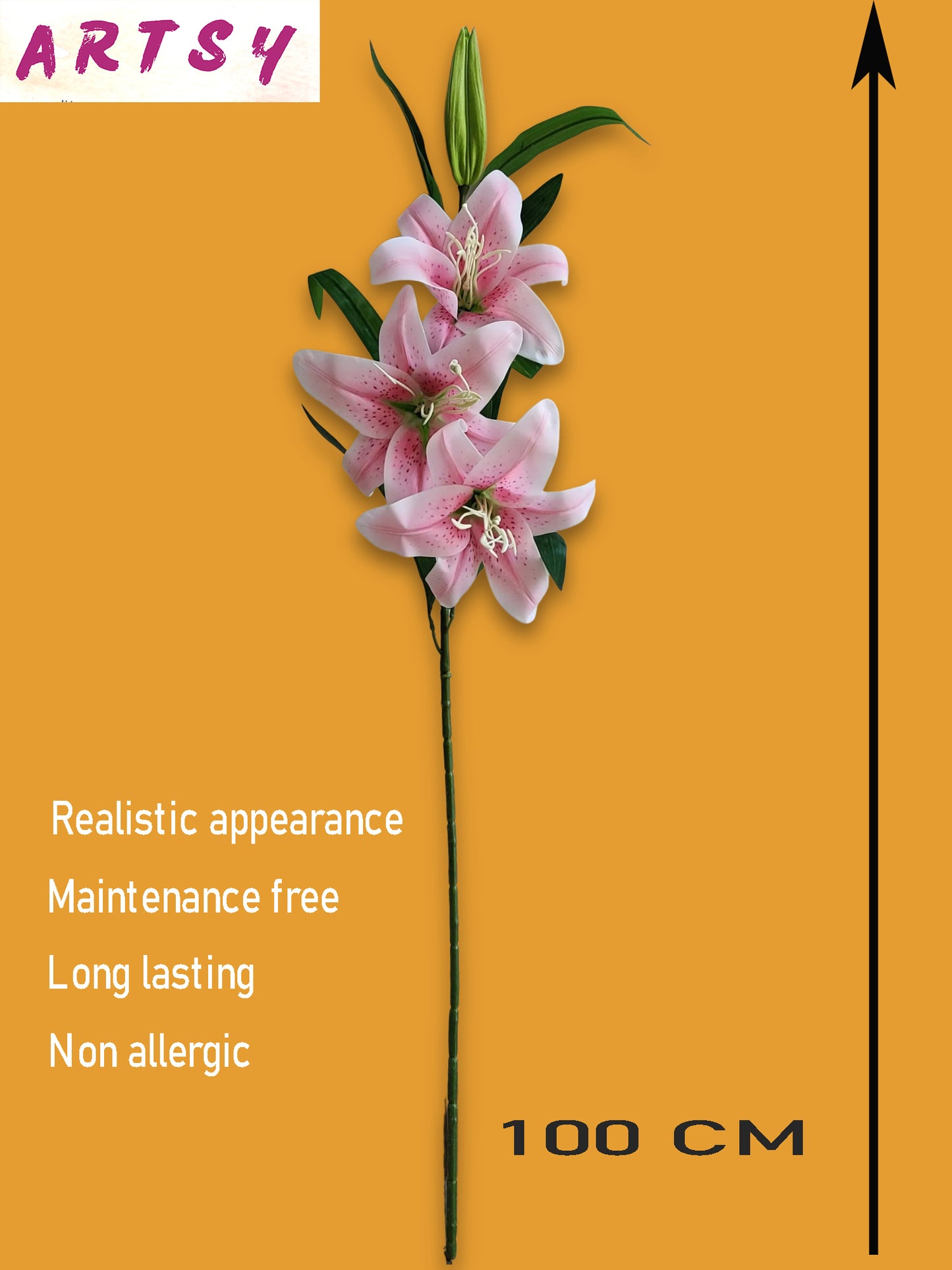 ARTSY® Petal Perfection: Baby Pink Lily Flower Stick - Elegant and Lifelike Blooms For Home Decoration, Vase Filler, Office Décor, Gifting, DIY Craft, Pack of 1 Piece
