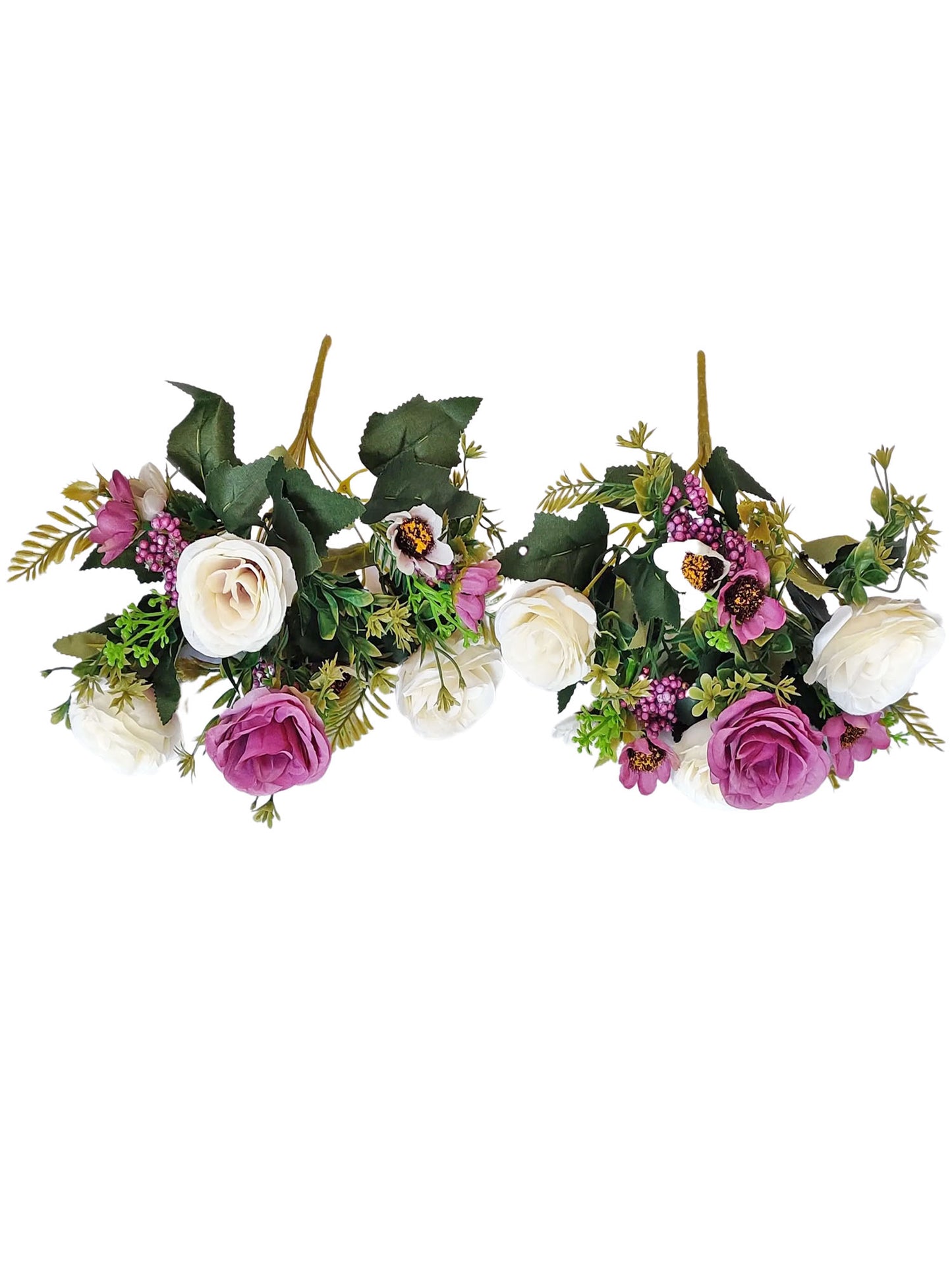 ARTSY® artificial flower for decoration, rose flower bunch, pack of 2 pieces, white purple