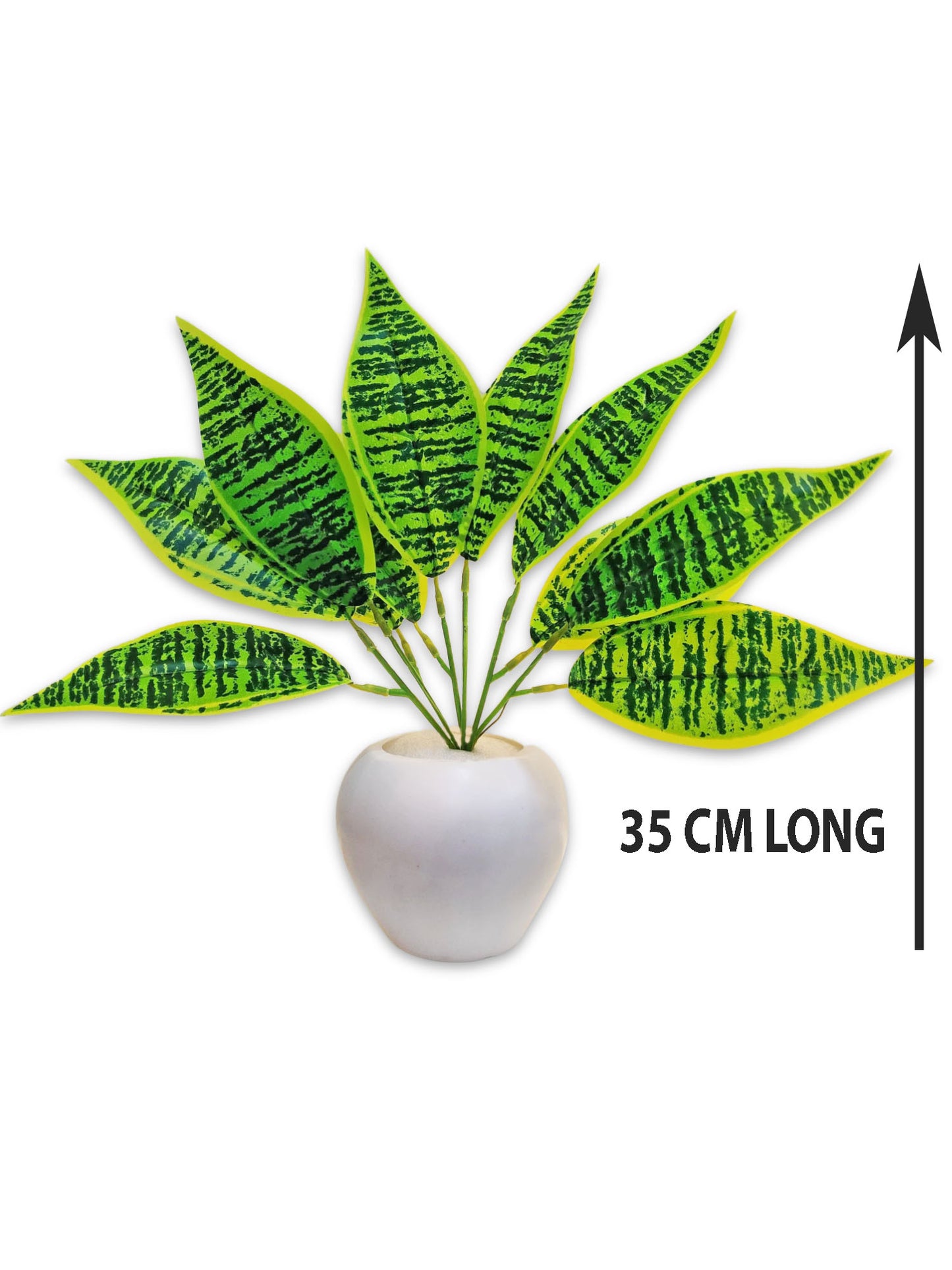 ARTSY® Artificial plants with pot for home decor, leaves, plants for pot/vase, home/office decor, gift, craft, artificial flowers with pot, combo, pack of 1 piece, 35 cm height, d green