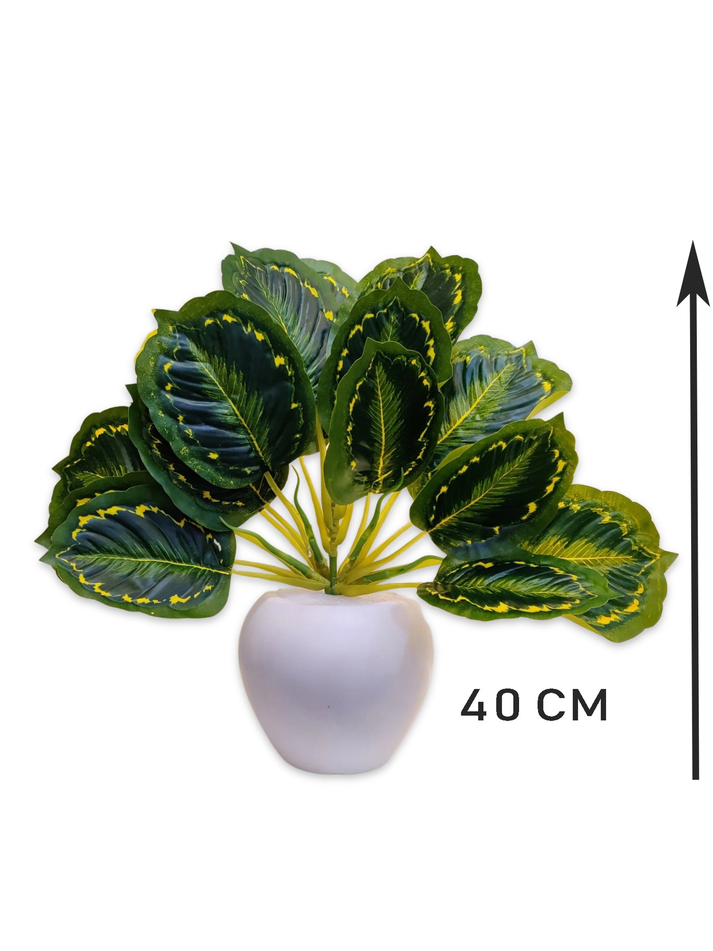 Blooming Beauty: Artificial Plant in Stylish Pot for Effortless Home Decor. Artificial Leaves with Pot Plants for Home Decoration, Leaves Bunch Flowers with Pot Office Decor, Craft and DIY, Combo, Yellow green
