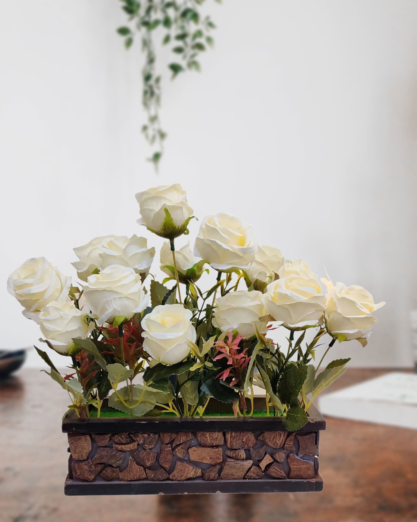 Elegant Artificial Flowers in Decorative Pot: Lifelike Beauty for Any Space