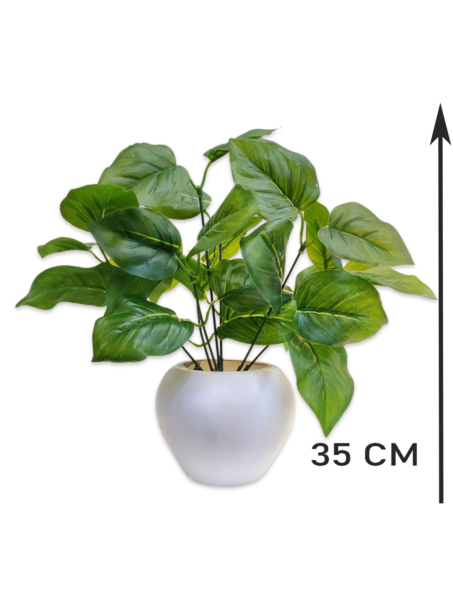 ARTSY® Artificial plants with pot for home decor, leaves, plants for pot/vase, home/office decor, gift, craft, artificial leaves flowers with pot, combo, pack of 1 piece, 35 cm height, dark green