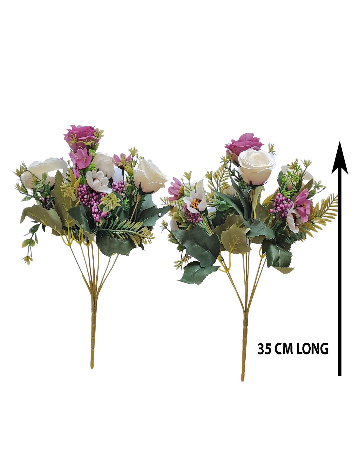 ARTSY® artificial flower for decoration, rose flower bunch, pack of 2 pieces, white purple