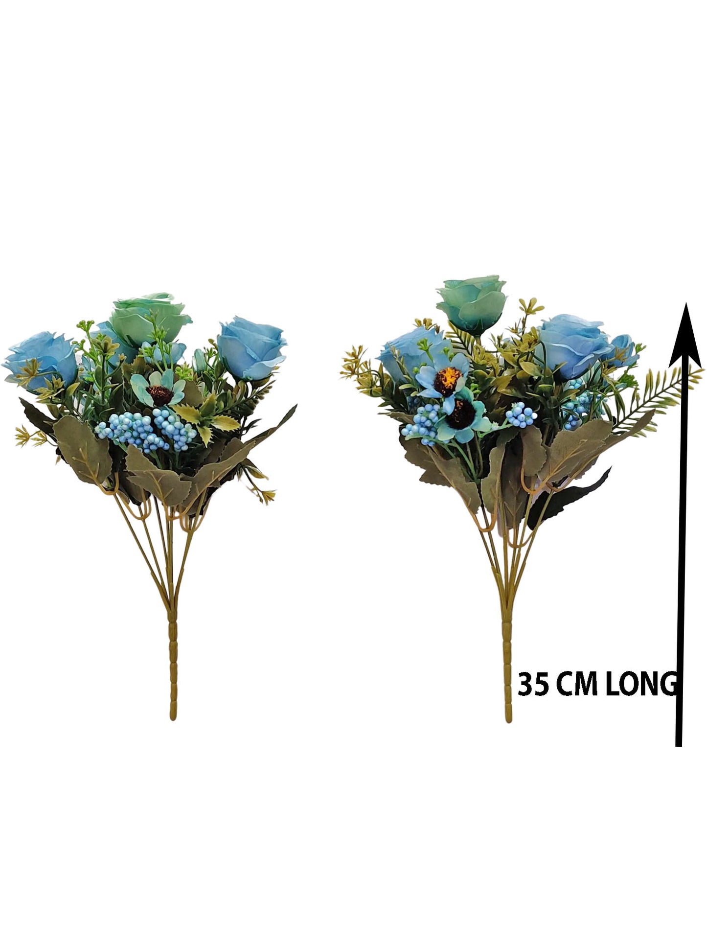 ARTSY® artificial flower for decoration, rose flower bunch, pack of 2 pieces, blue