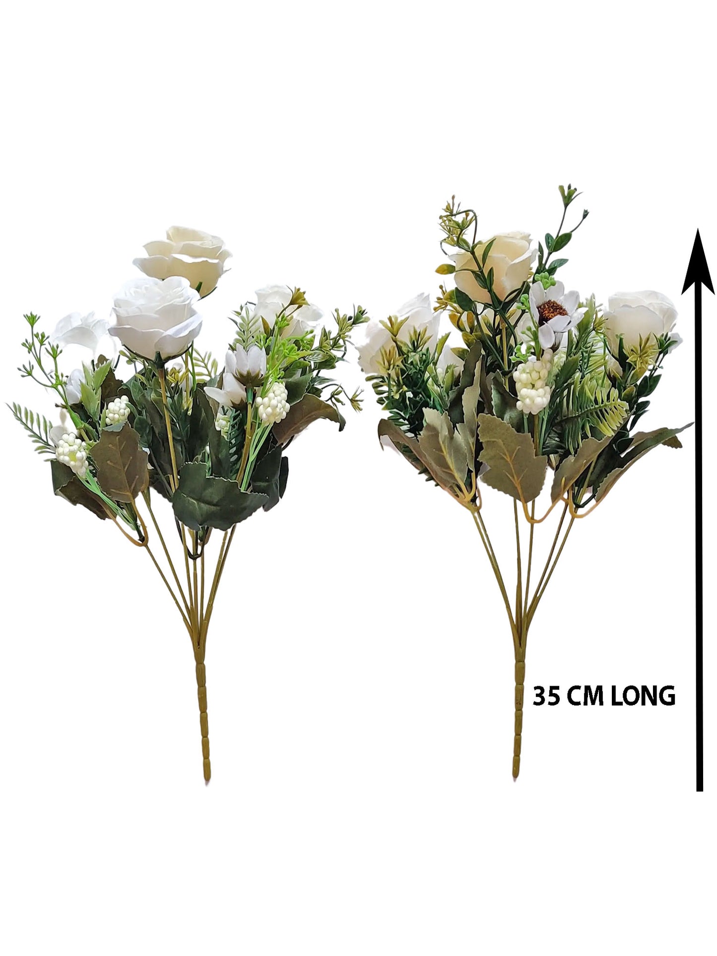 ARTSY® artificial flower for decoration, rose flower bunch, pack of 2 pieces, white