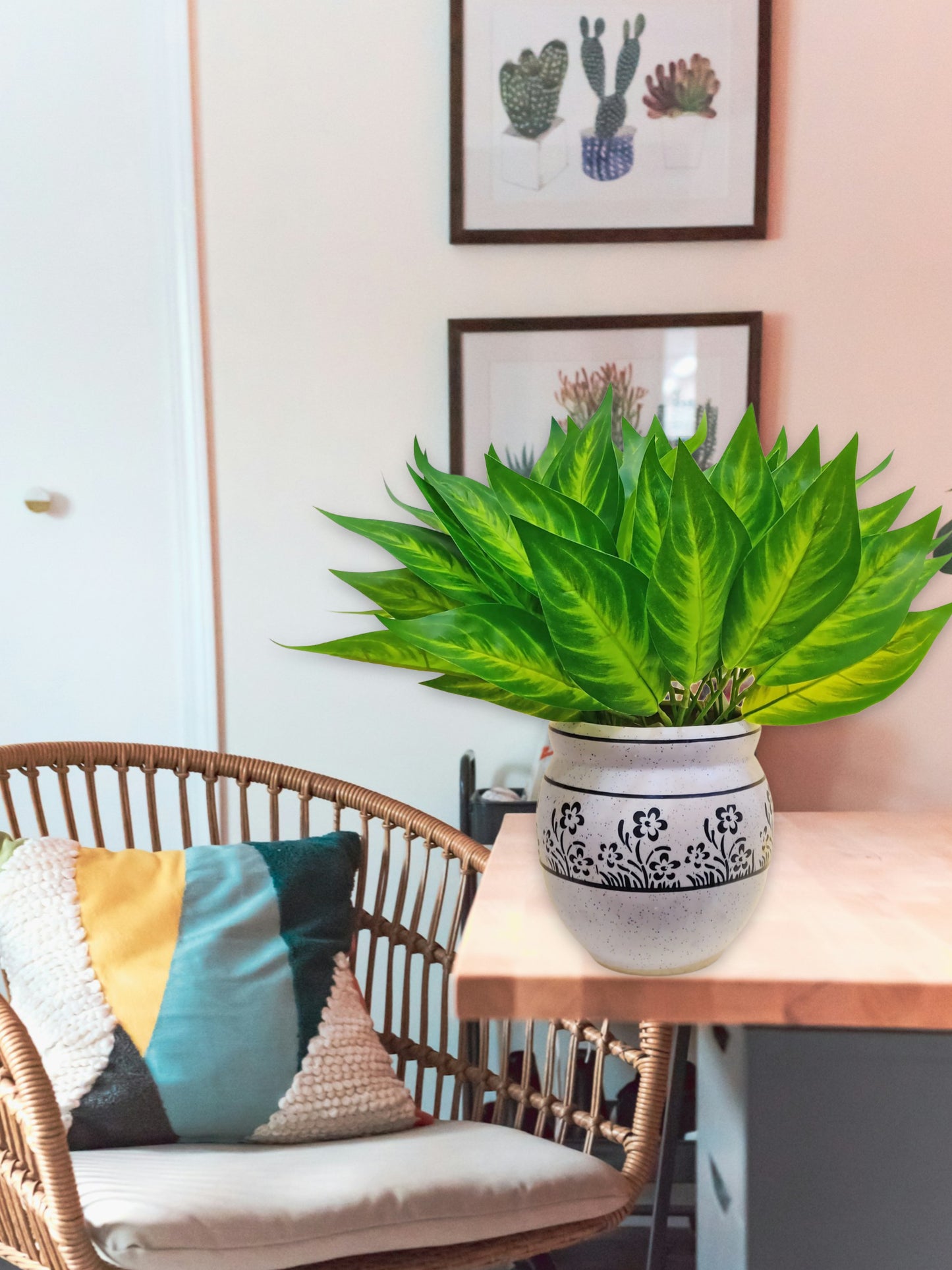 ARTSY Evergreen Elegance: Lifelike Artificial Plants for Timeless Interior Decor. Pack of 2 Pieces, Leaf Bunch for Home Decoration, for Vase, Without Vase, Greenmix.