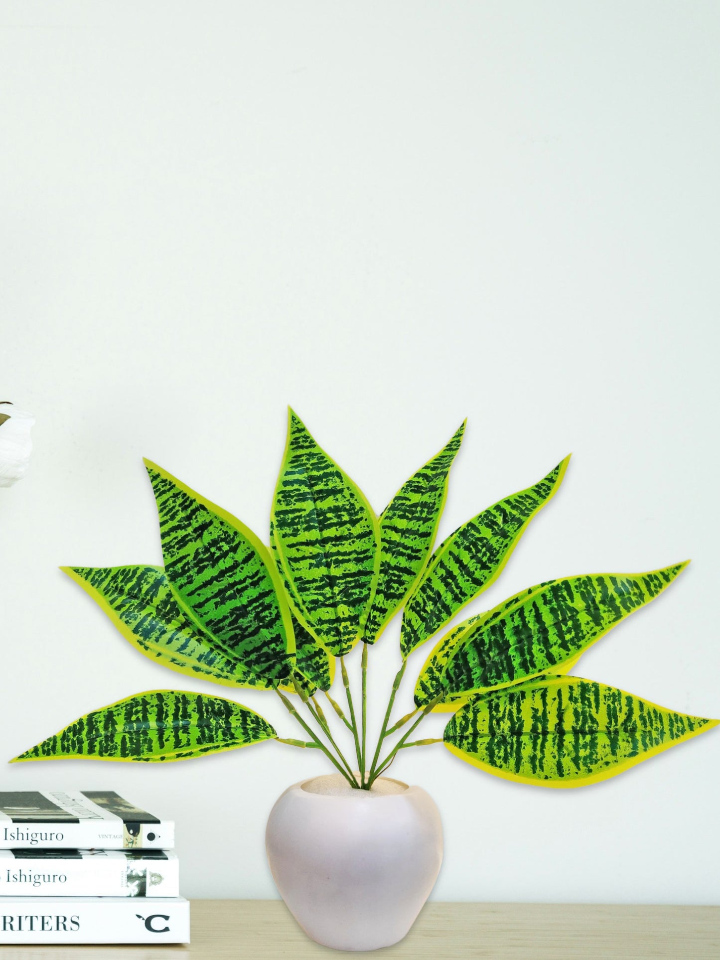 ARTSY® Artificial plants with pot for home decor, leaves, plants for pot/vase, home/office decor, gift, craft, artificial flowers with pot, combo, pack of 1 piece, 35 cm height, d green